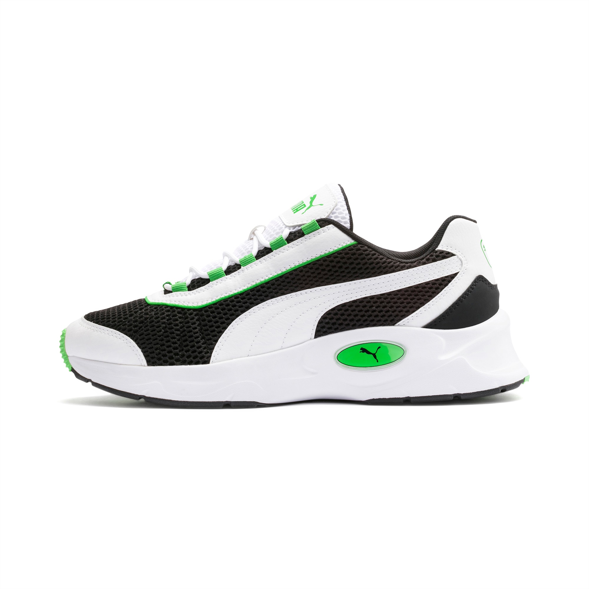 puma black green shoes