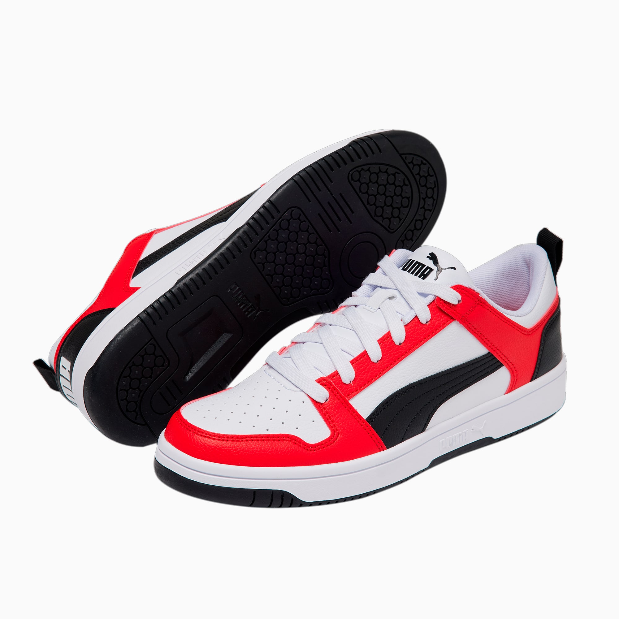 Rebound Lay Up Lo SL Trainers Puma White Puma Black Poppy Red