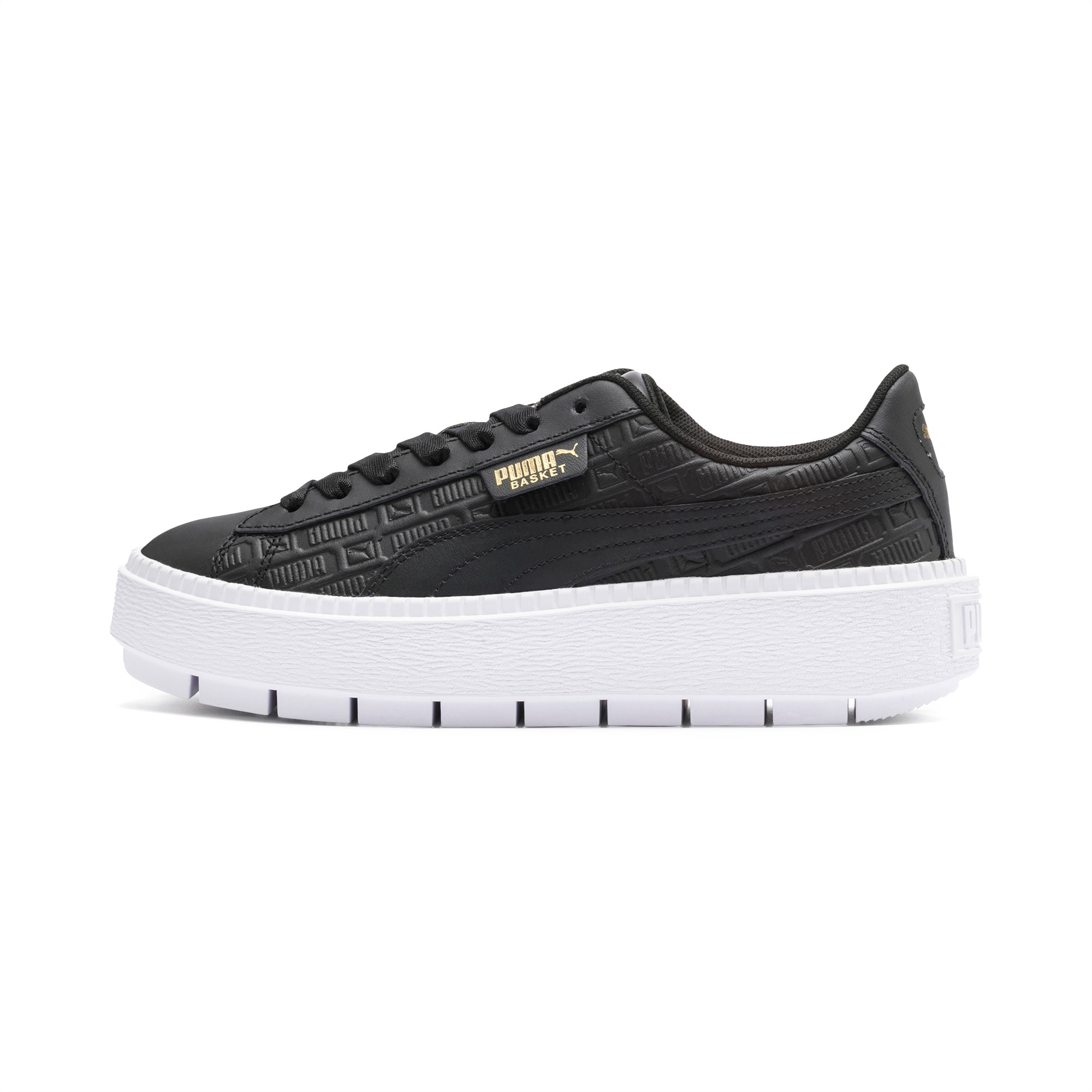 puma suede platform trace black and white