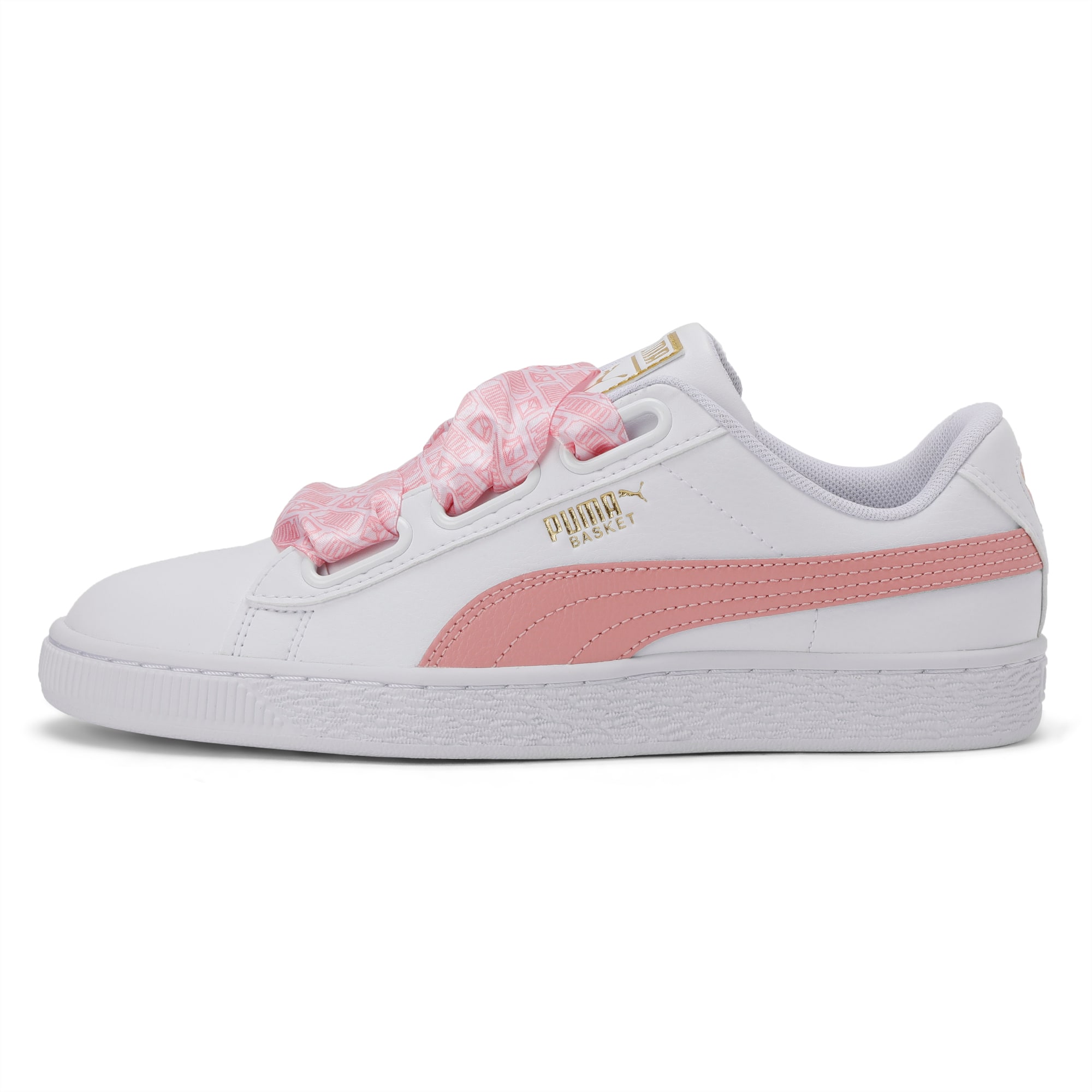 puma white basket heart shoes