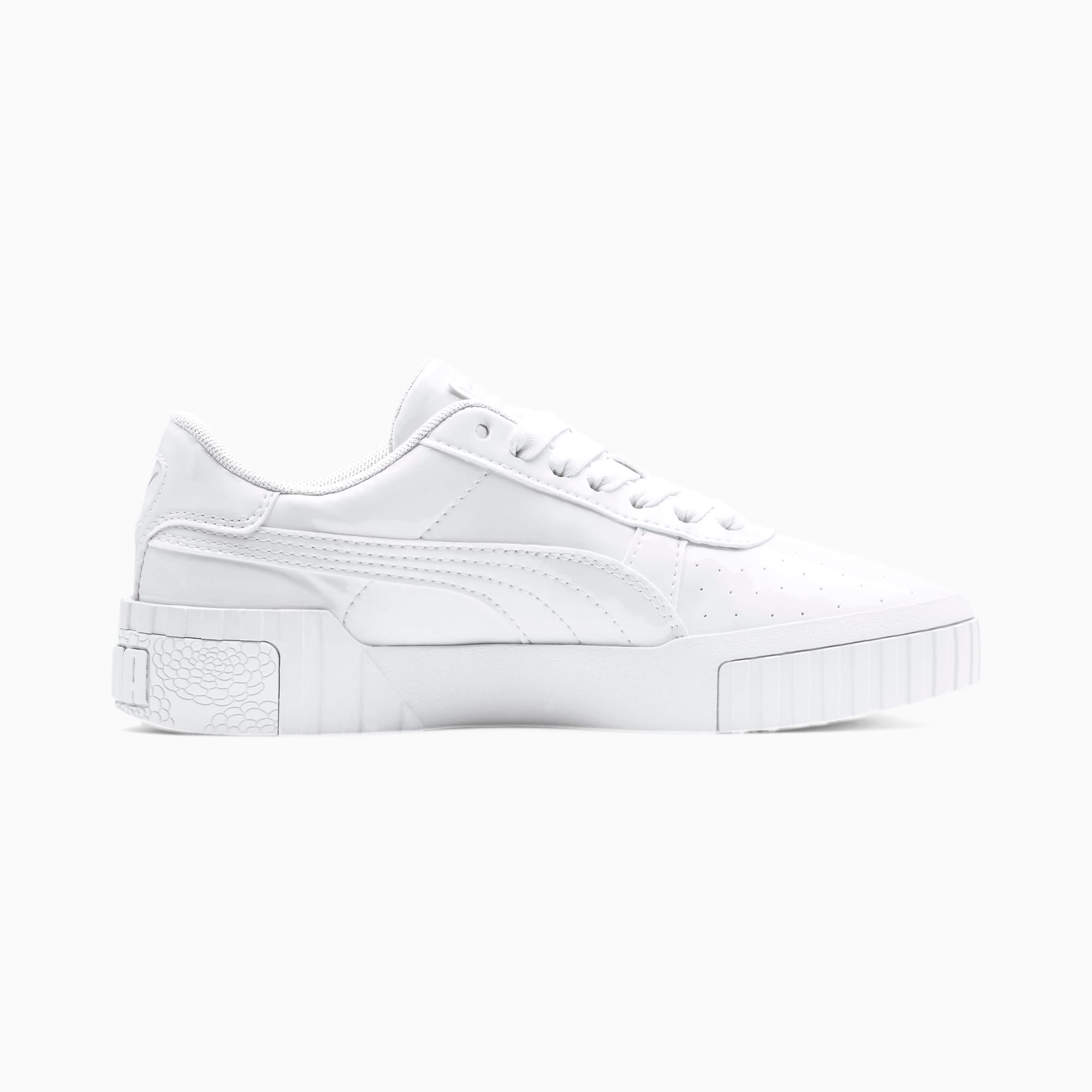 white patent puma trainers