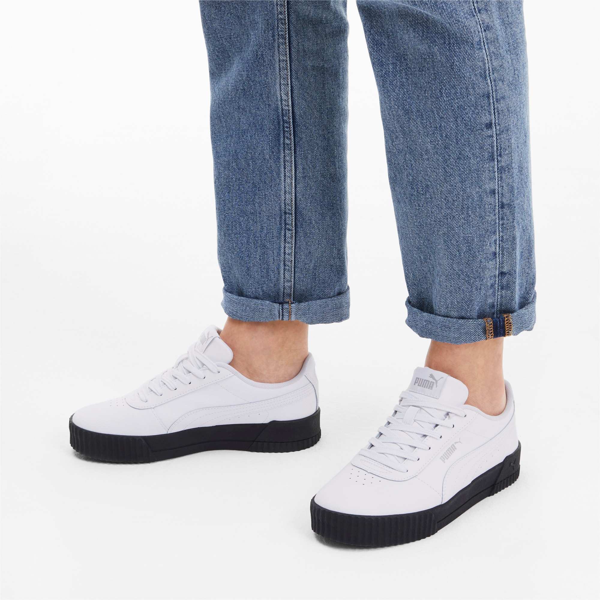 puma carina leather trainers ladies white