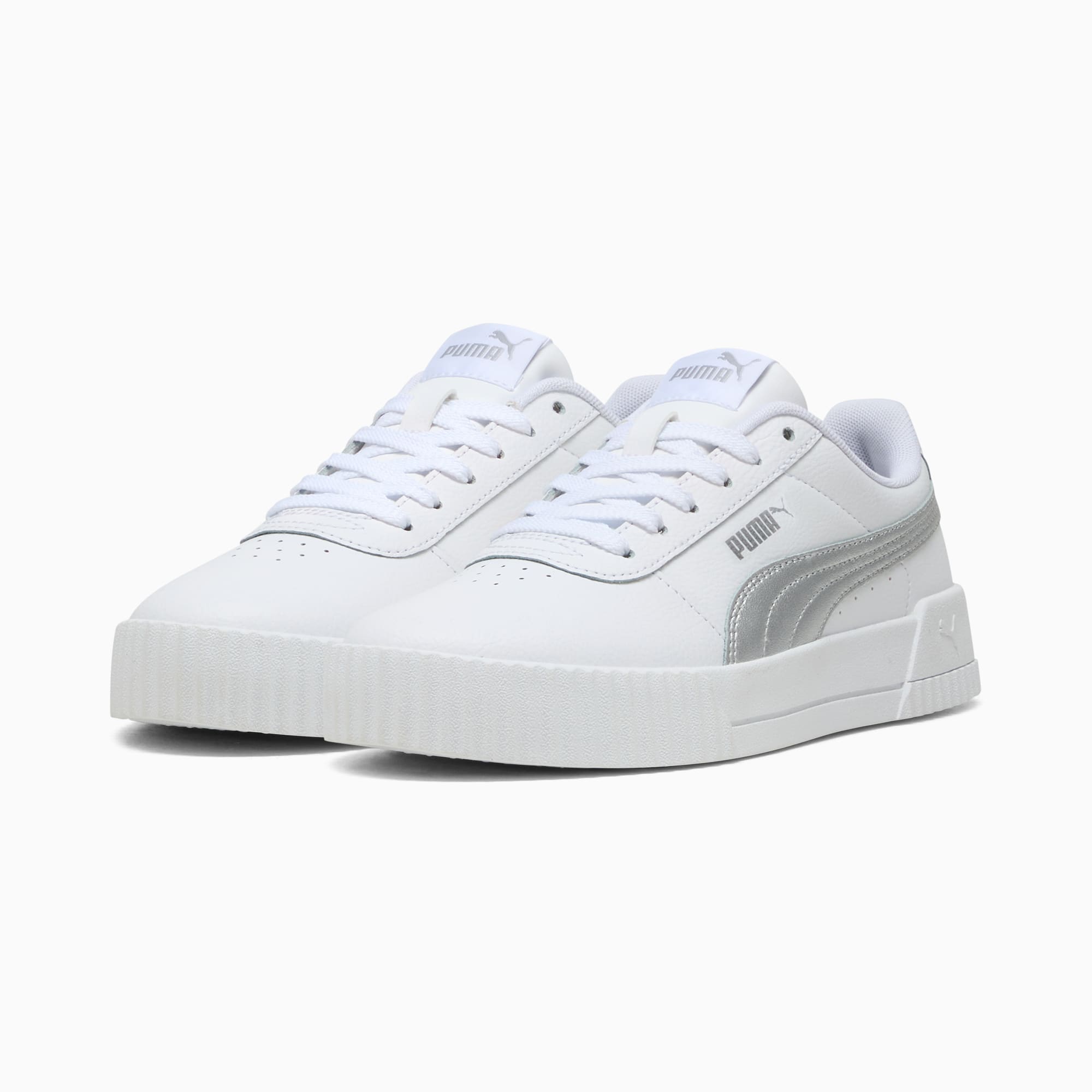 Zapatillas para mujer Carina Leather, PUMA White-PUMA Silver, large