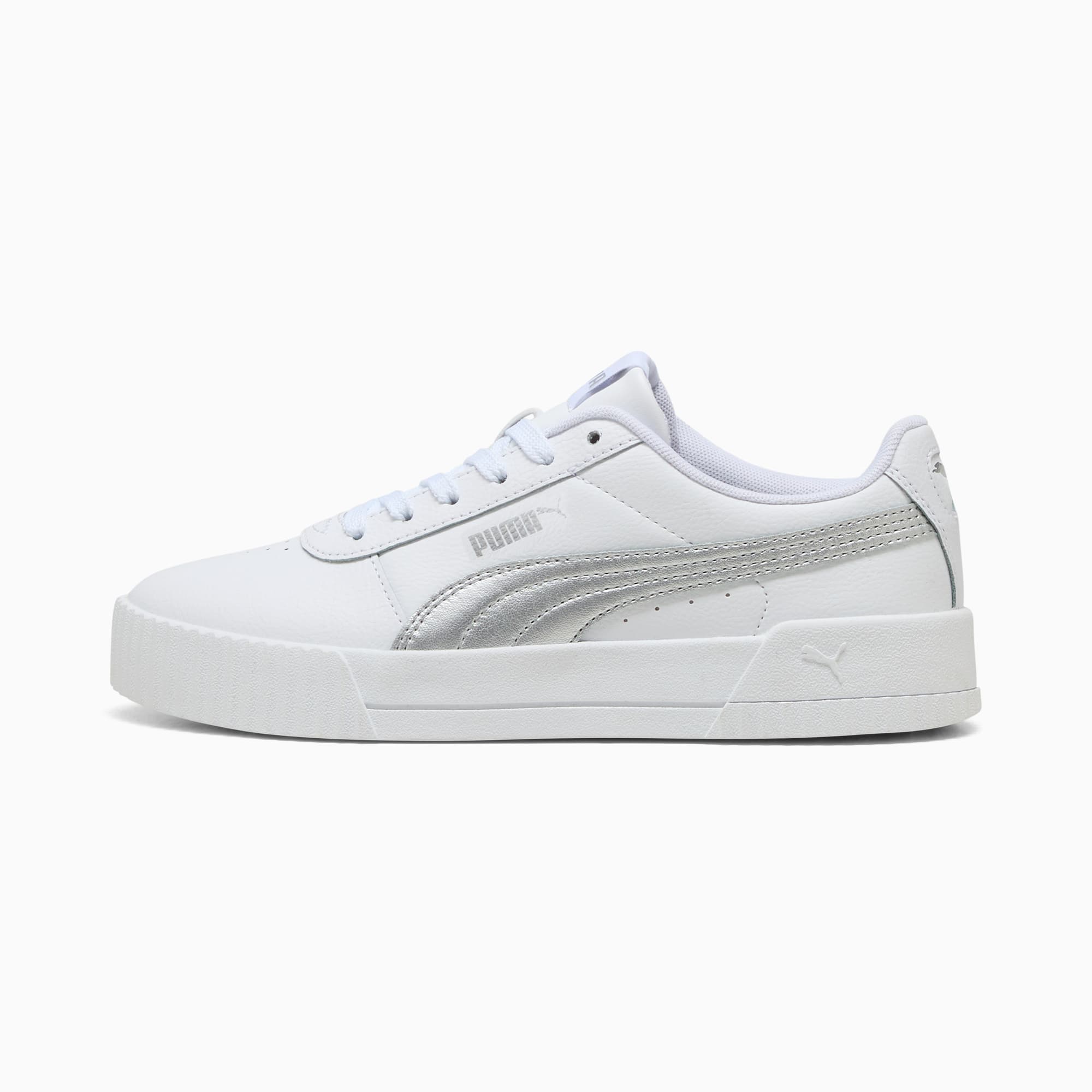 Zapatillas para mujer Carina Leather, PUMA White-PUMA Silver, large