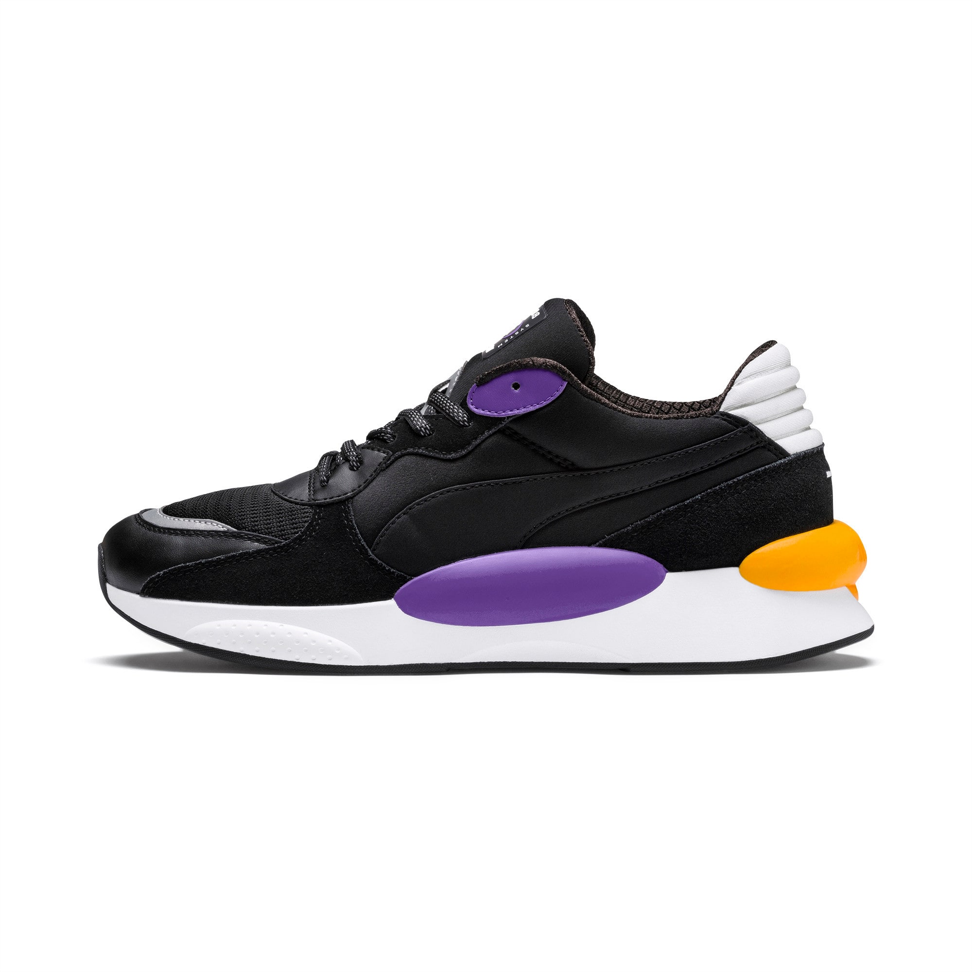 puma black and purple shoes