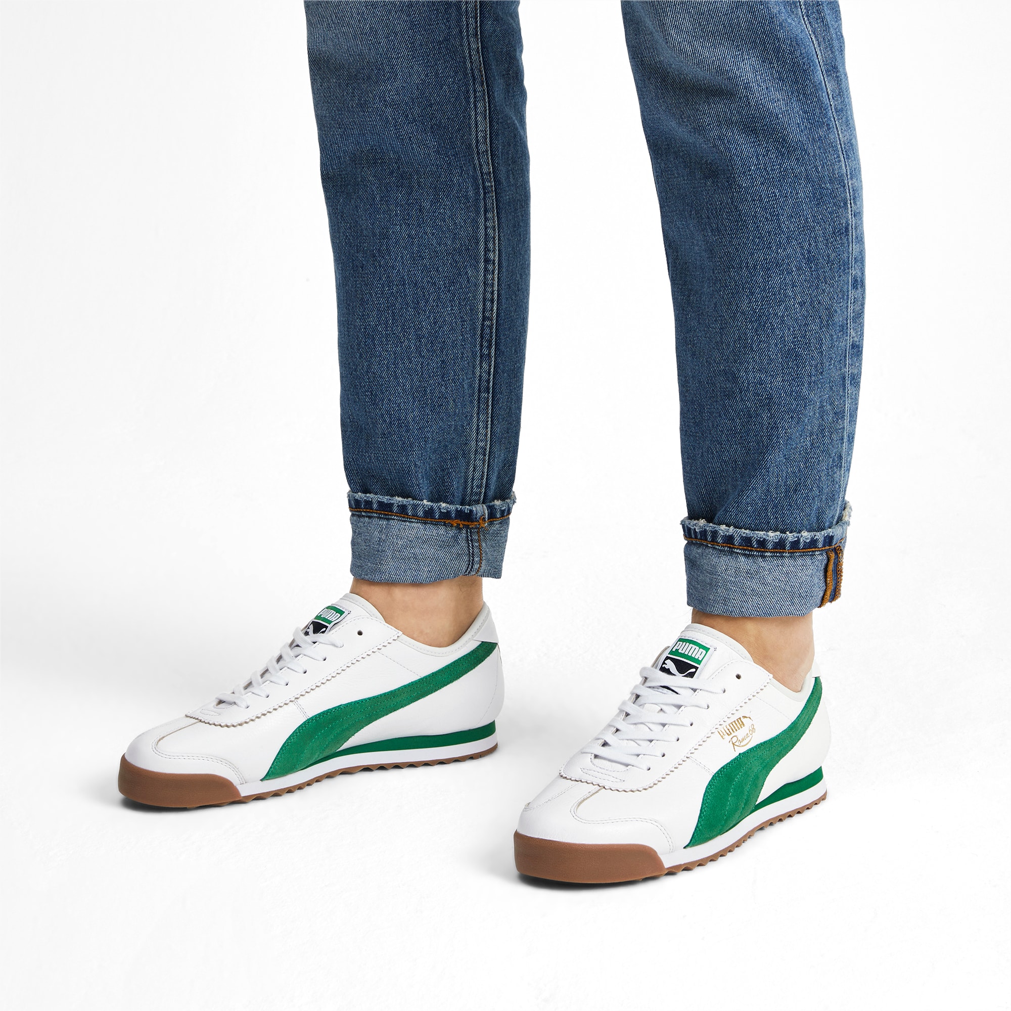 puma roma green and white