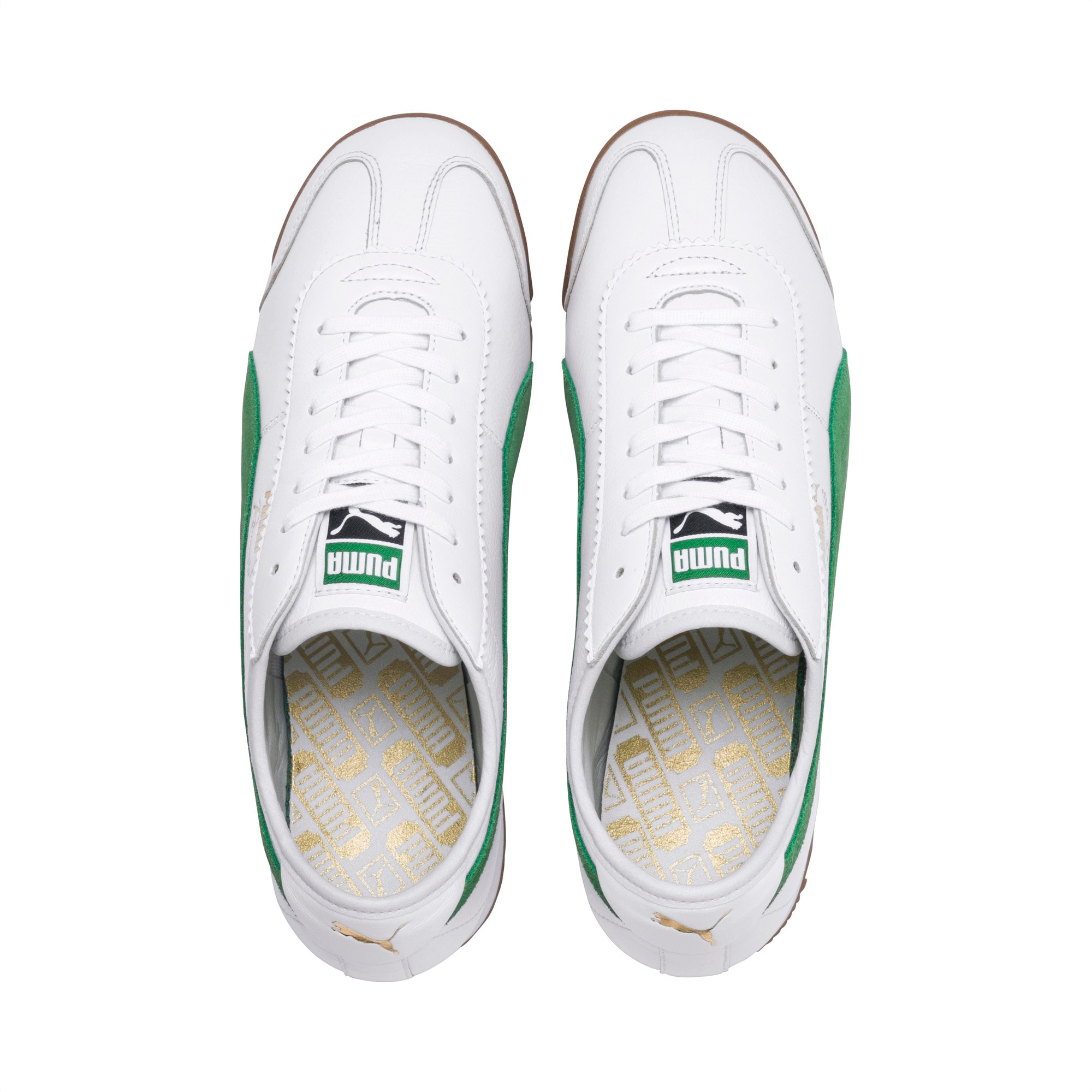 Puma roma green and white best sale