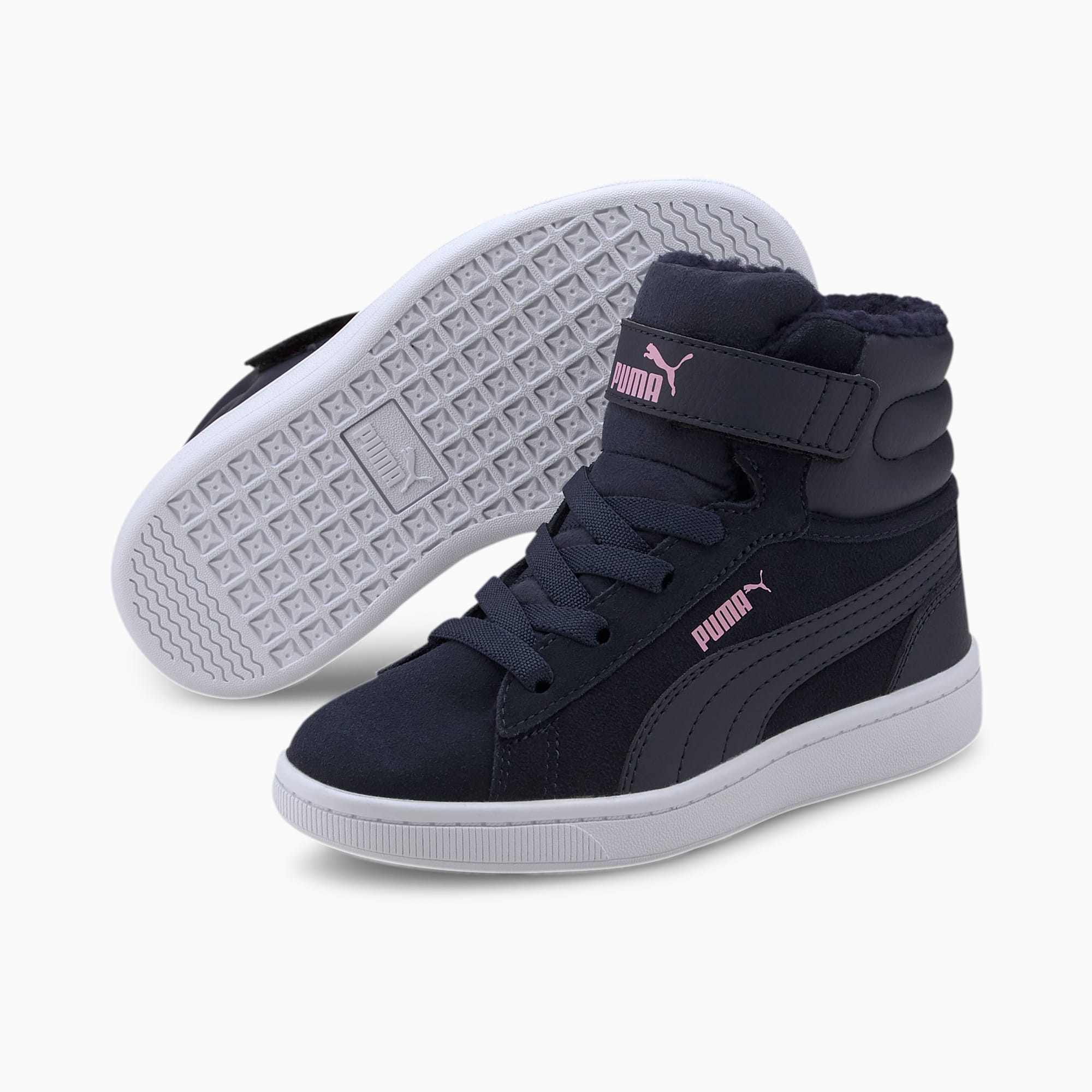 Vikky v2 Mid Fur V Kids' Trainers | Peacoat-Peacoat-Pink-White | PUMA 30%  OFF EVERYTHING | PUMA Germany