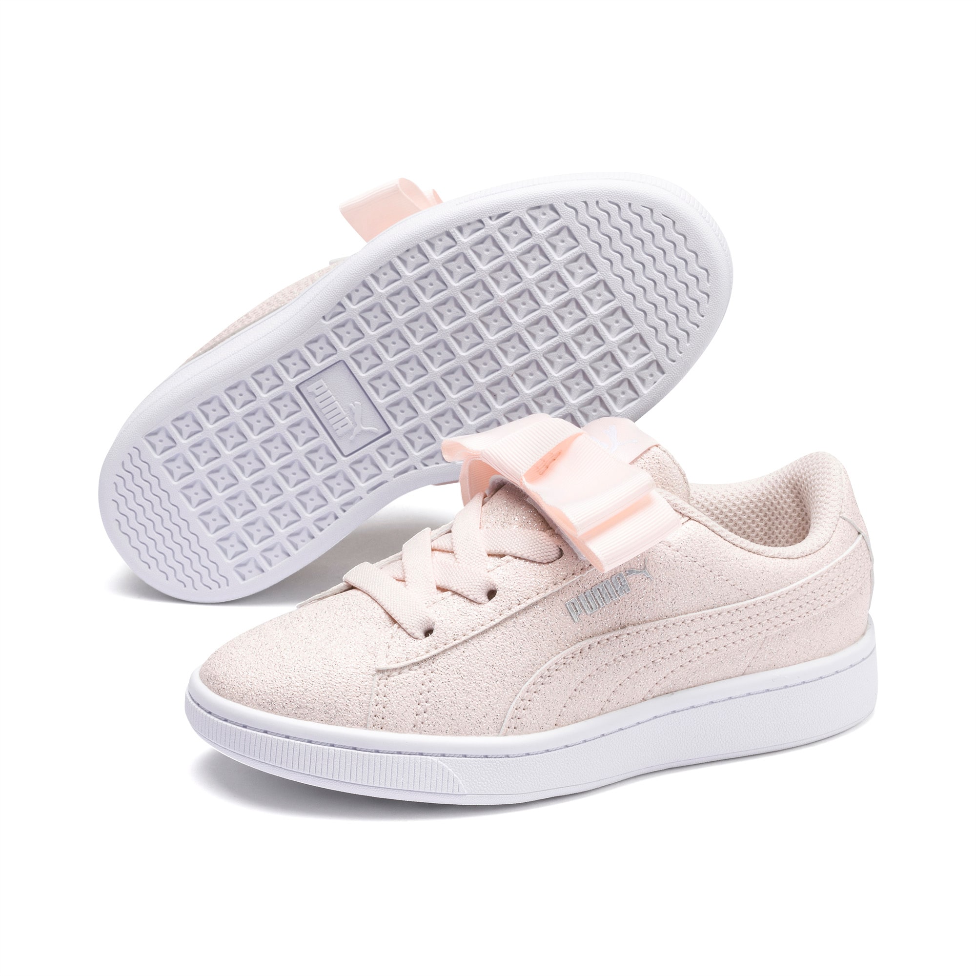 キッズ ガールズ プーマ ビッキー V2 リボン グリッツ AC PS スニーカー 17-21CM, Rosewater-Puma Silver-White, extralarge-JPN