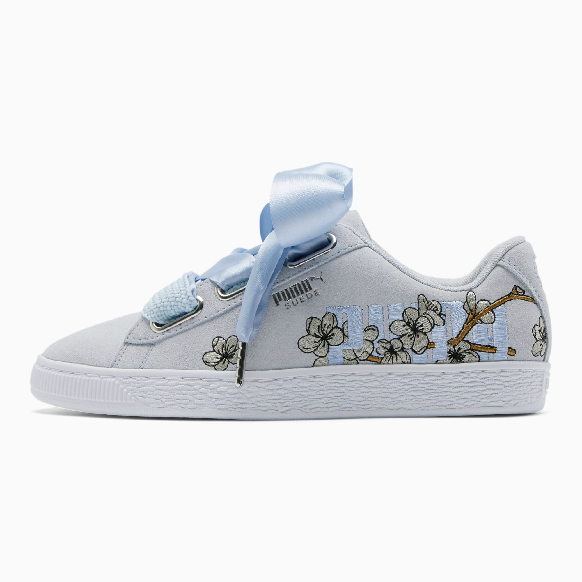 Suede Heart Floral Women's Sneakers 