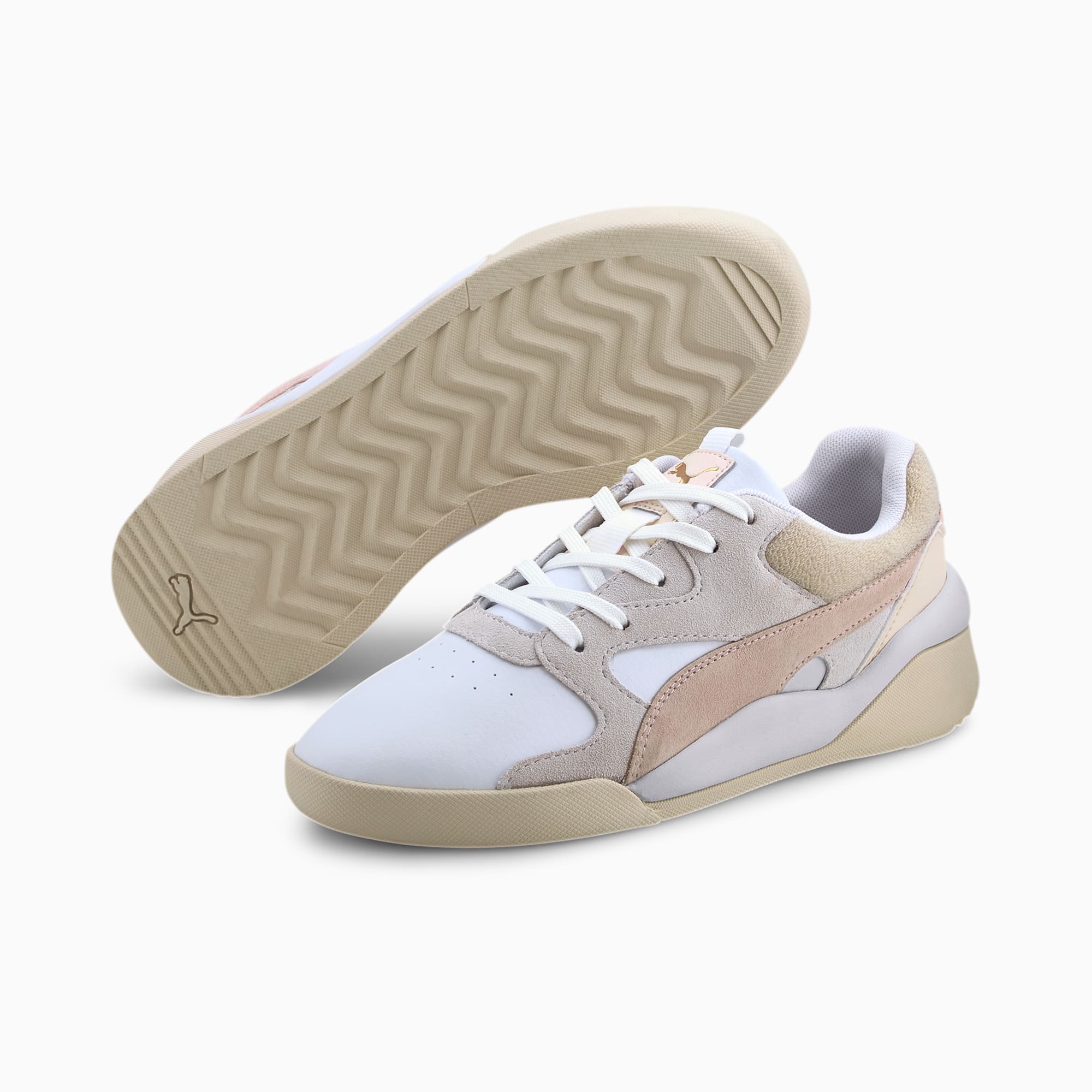 puma aeon heritage white and green trainers
