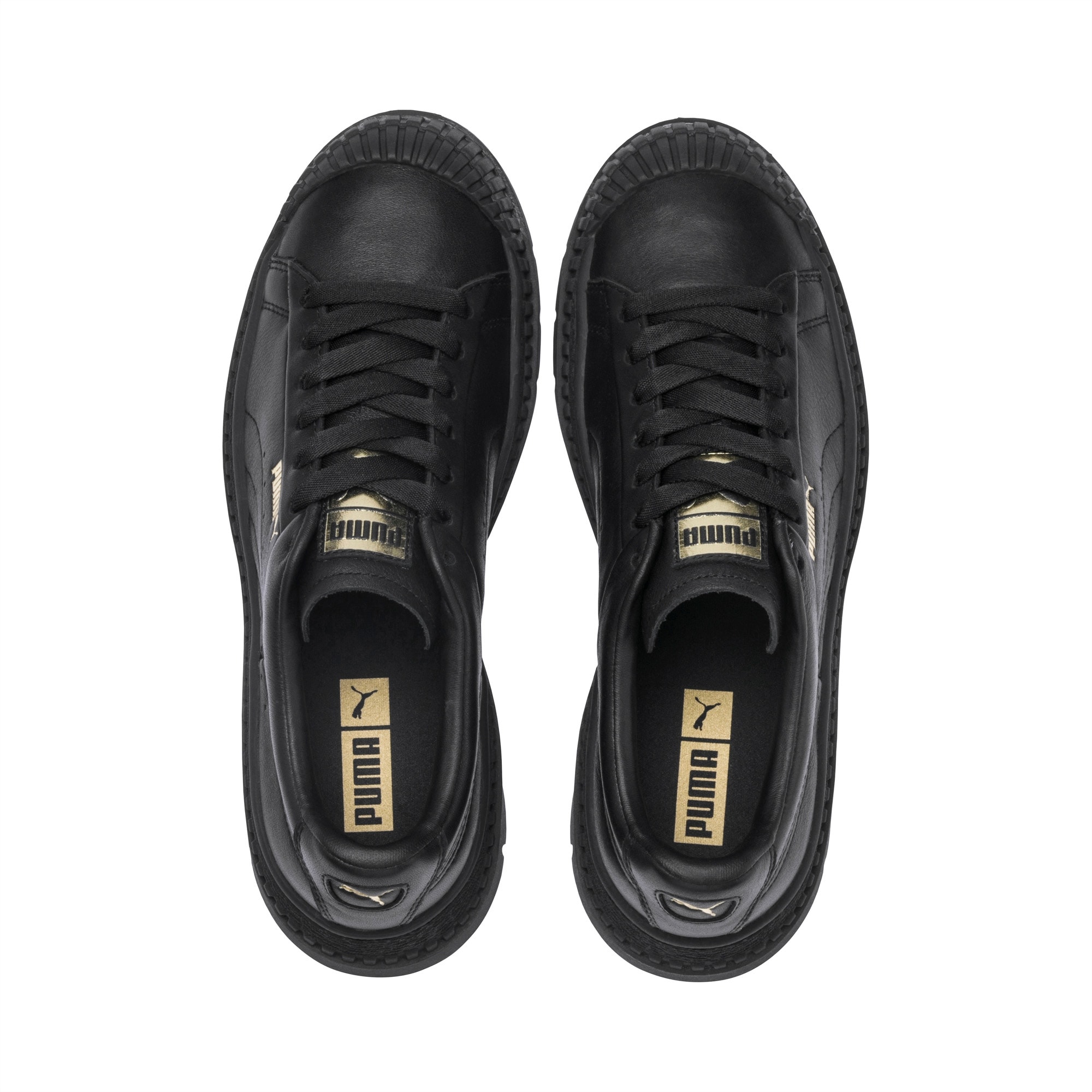 puma black leather shoes womens