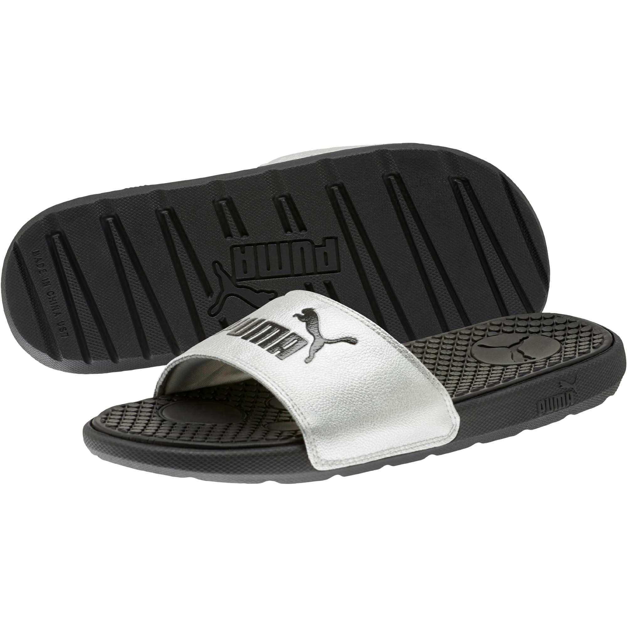 puma gray slides