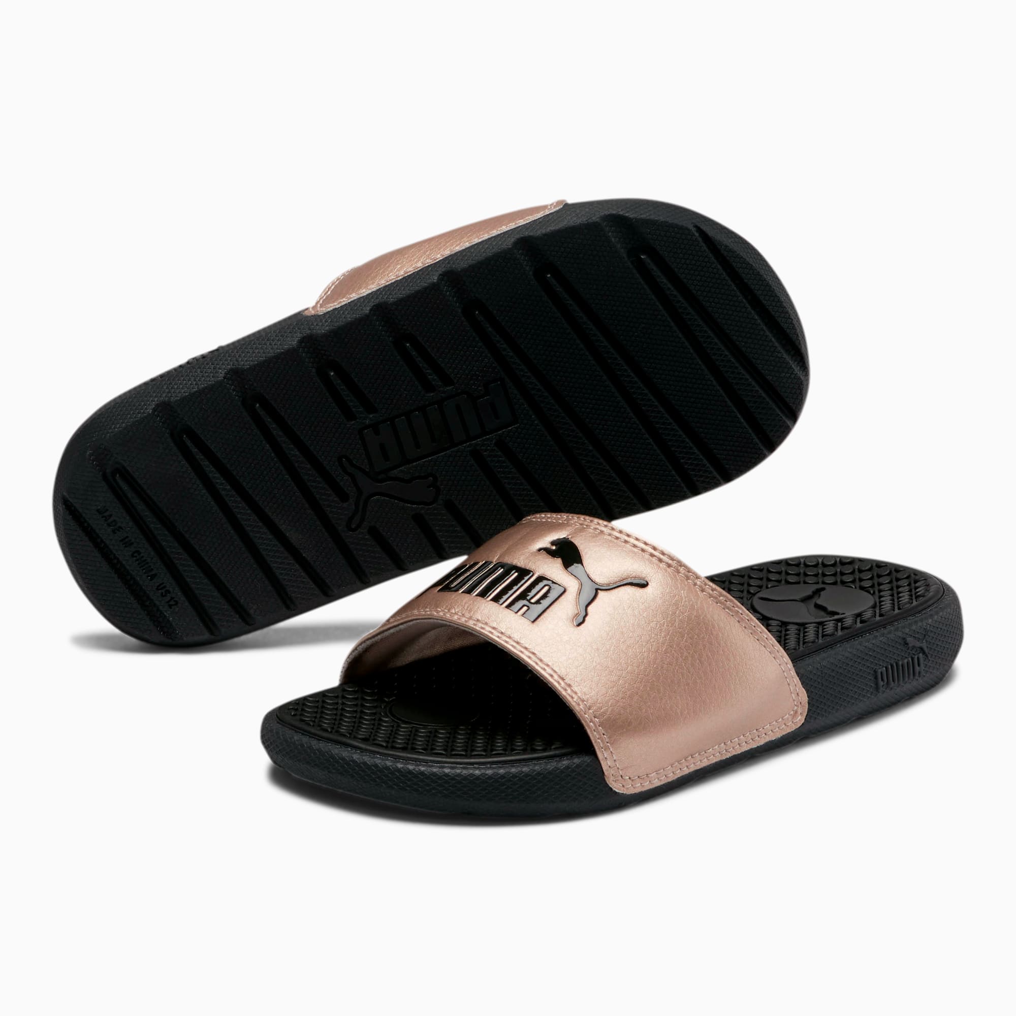 metallic puma slides