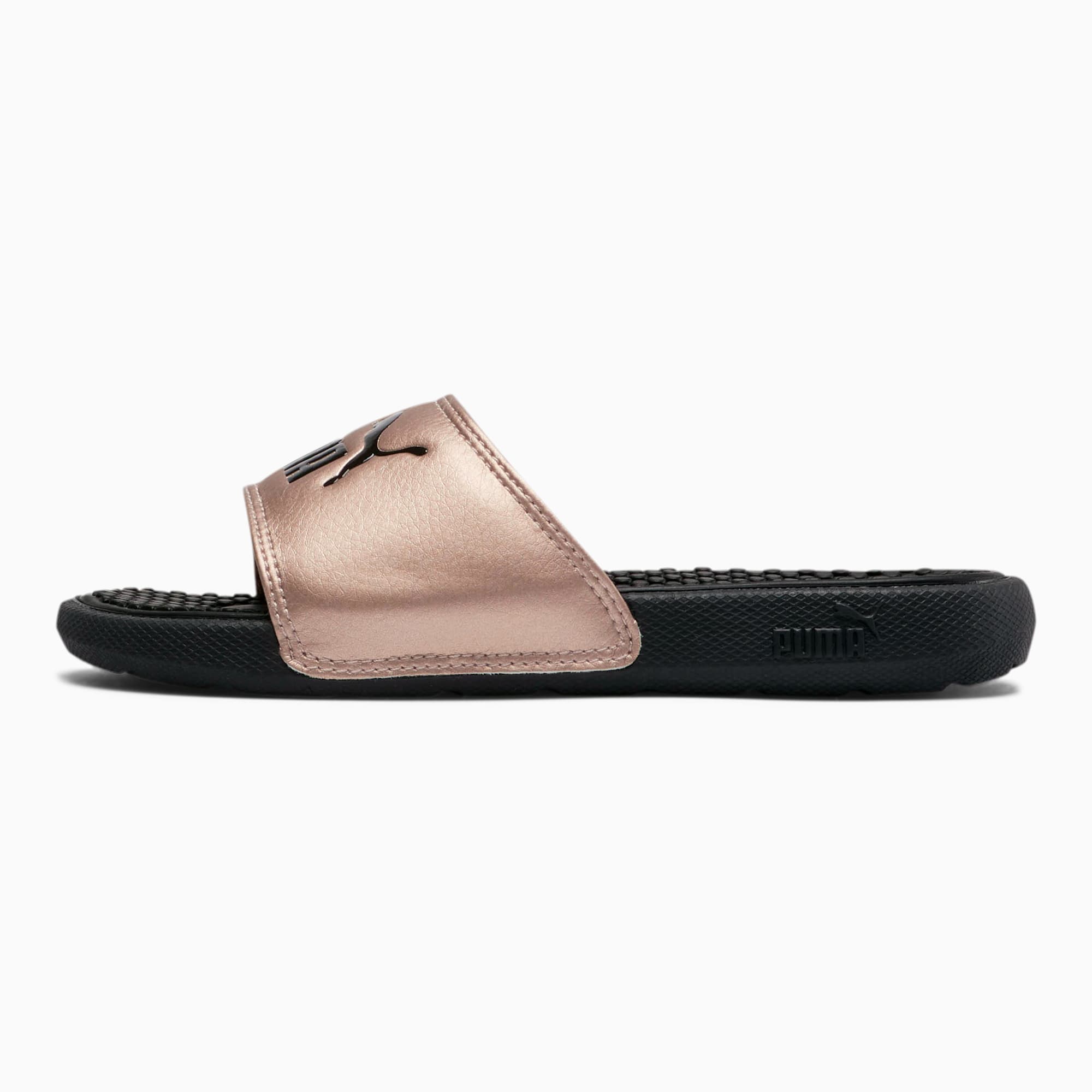 puma slides black and gold