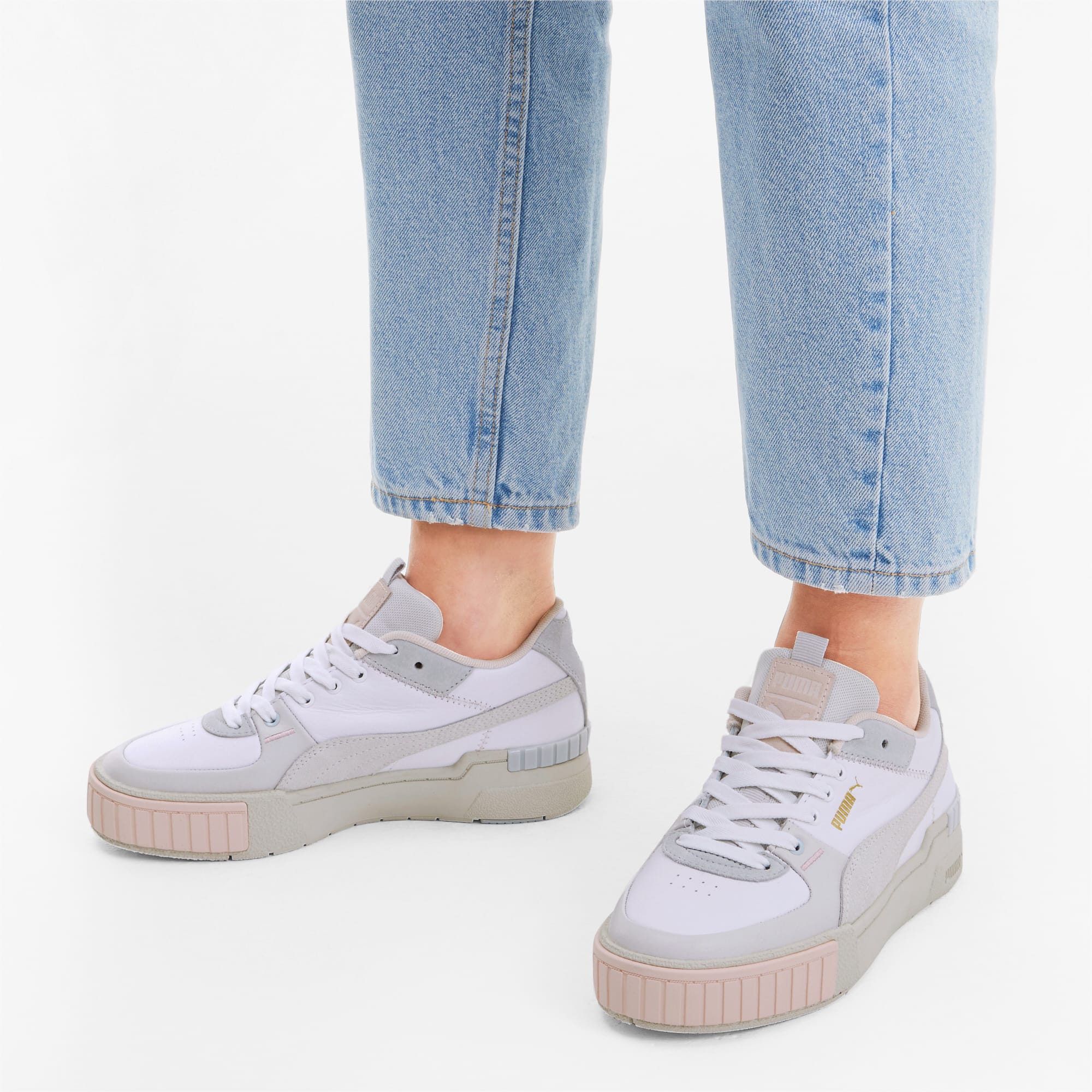 Puma Cali Sport chunky trainers in white and coral