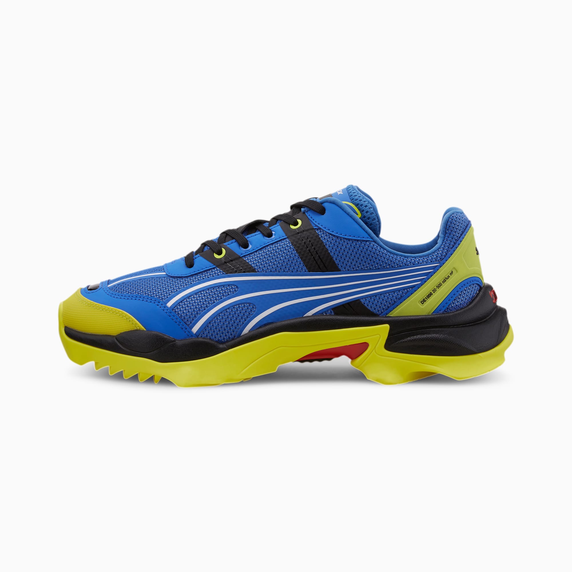 blue and yellow puma shoes