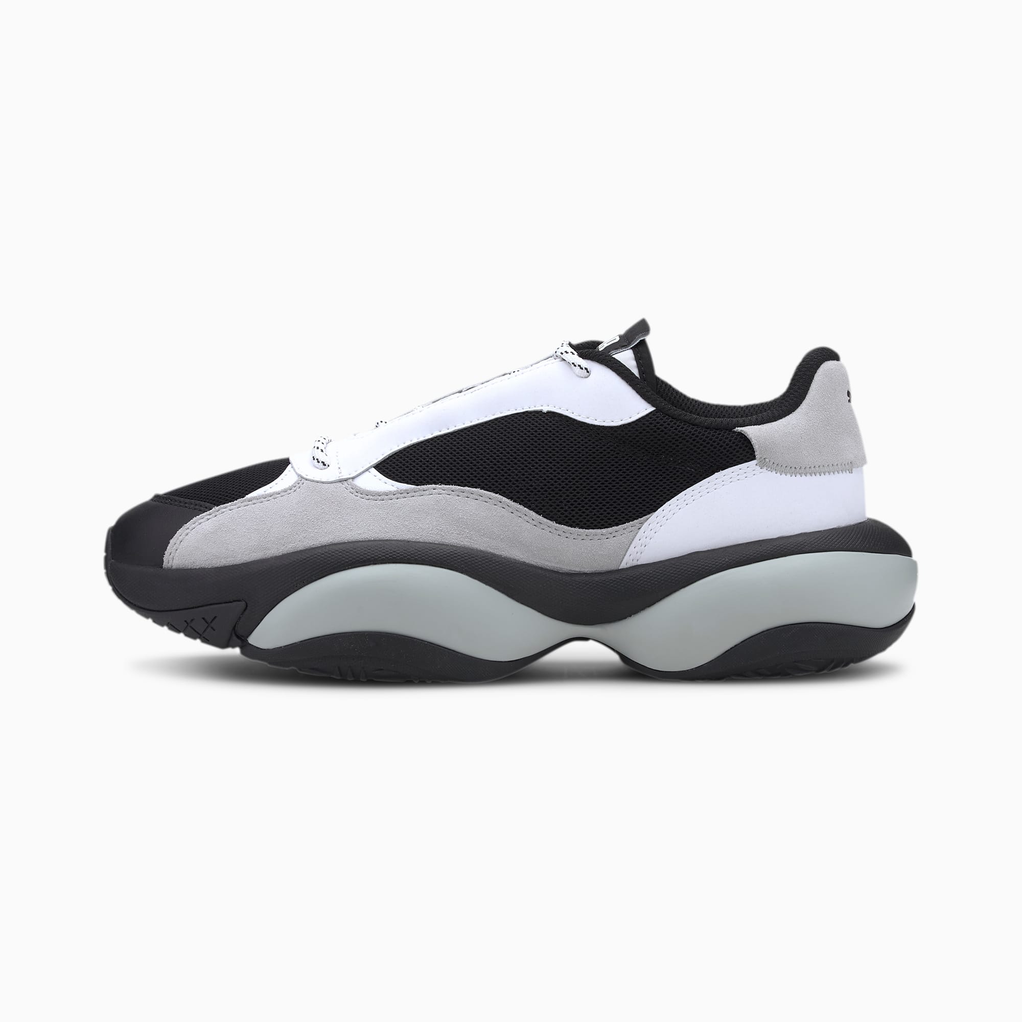 puma black and white trainers