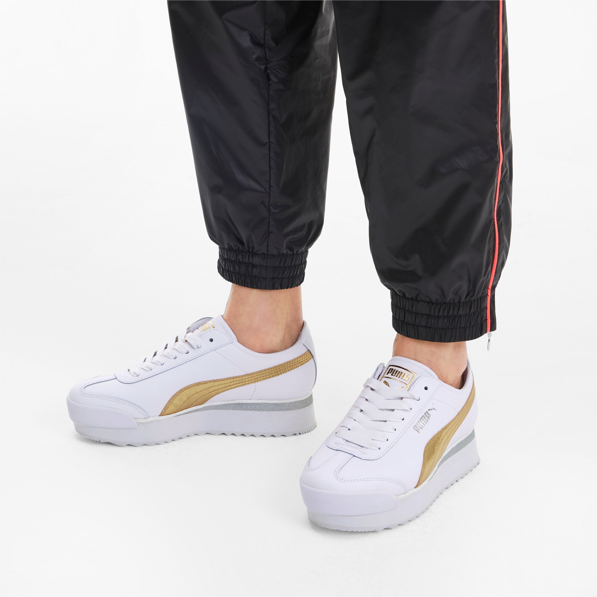 puma white and gold trainers