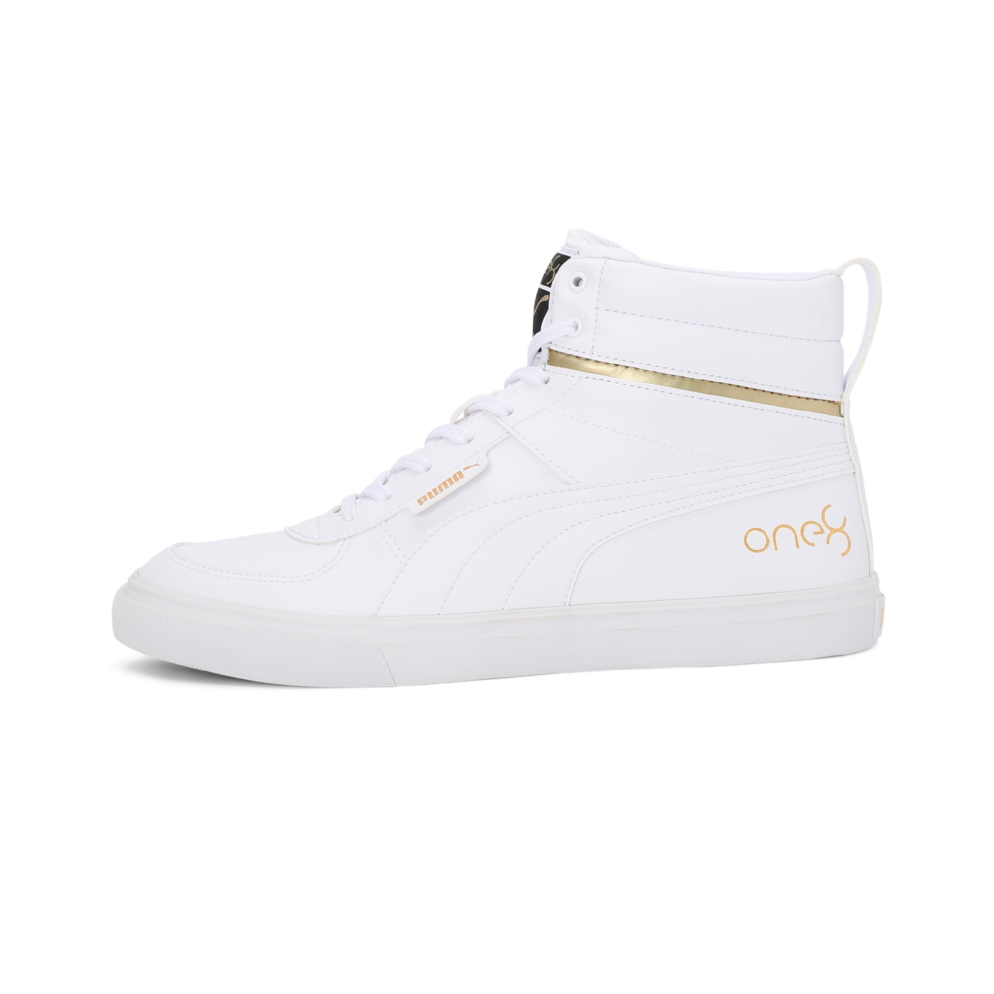 puma gold white shoes