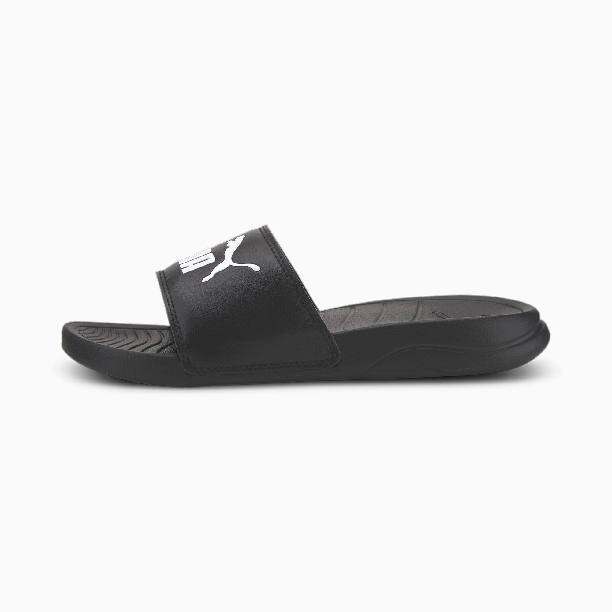 Puma slides black and white cheap