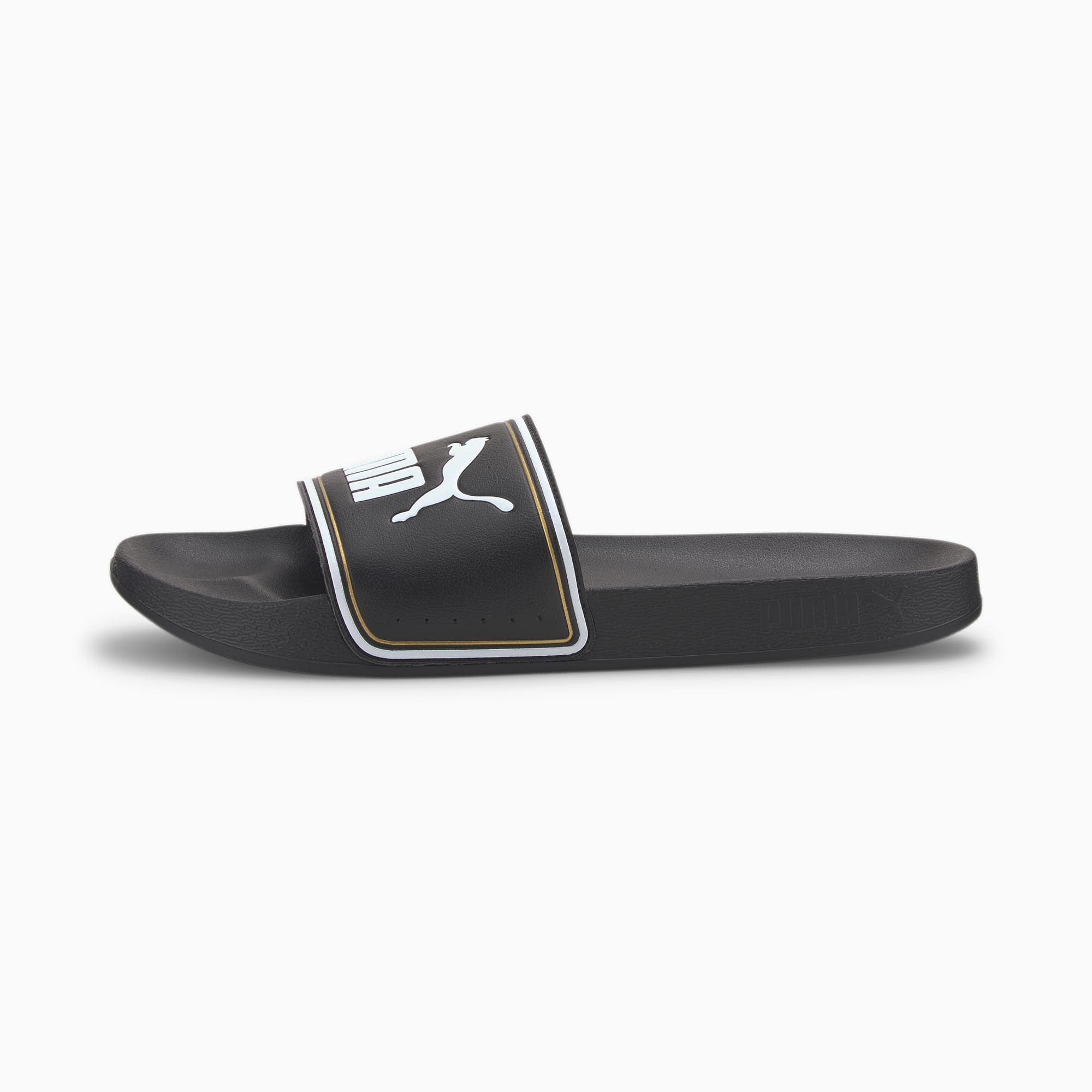 puma slides black and gold