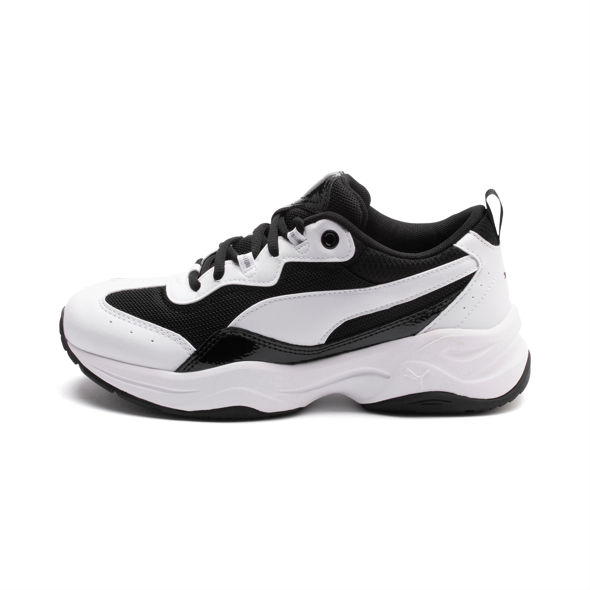 puma black white trainers