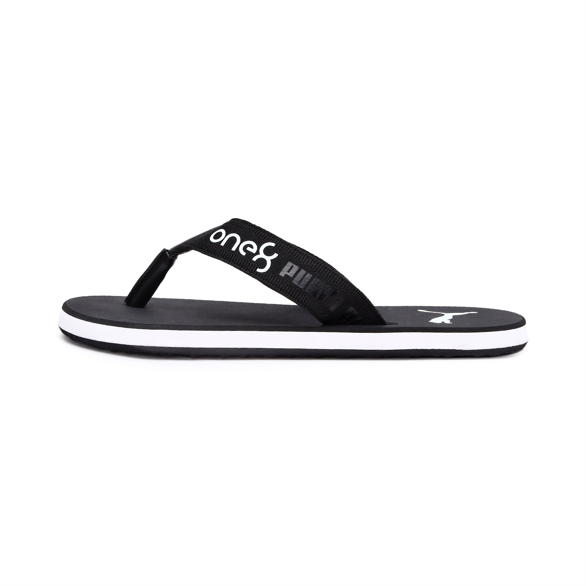 black puma flip flops