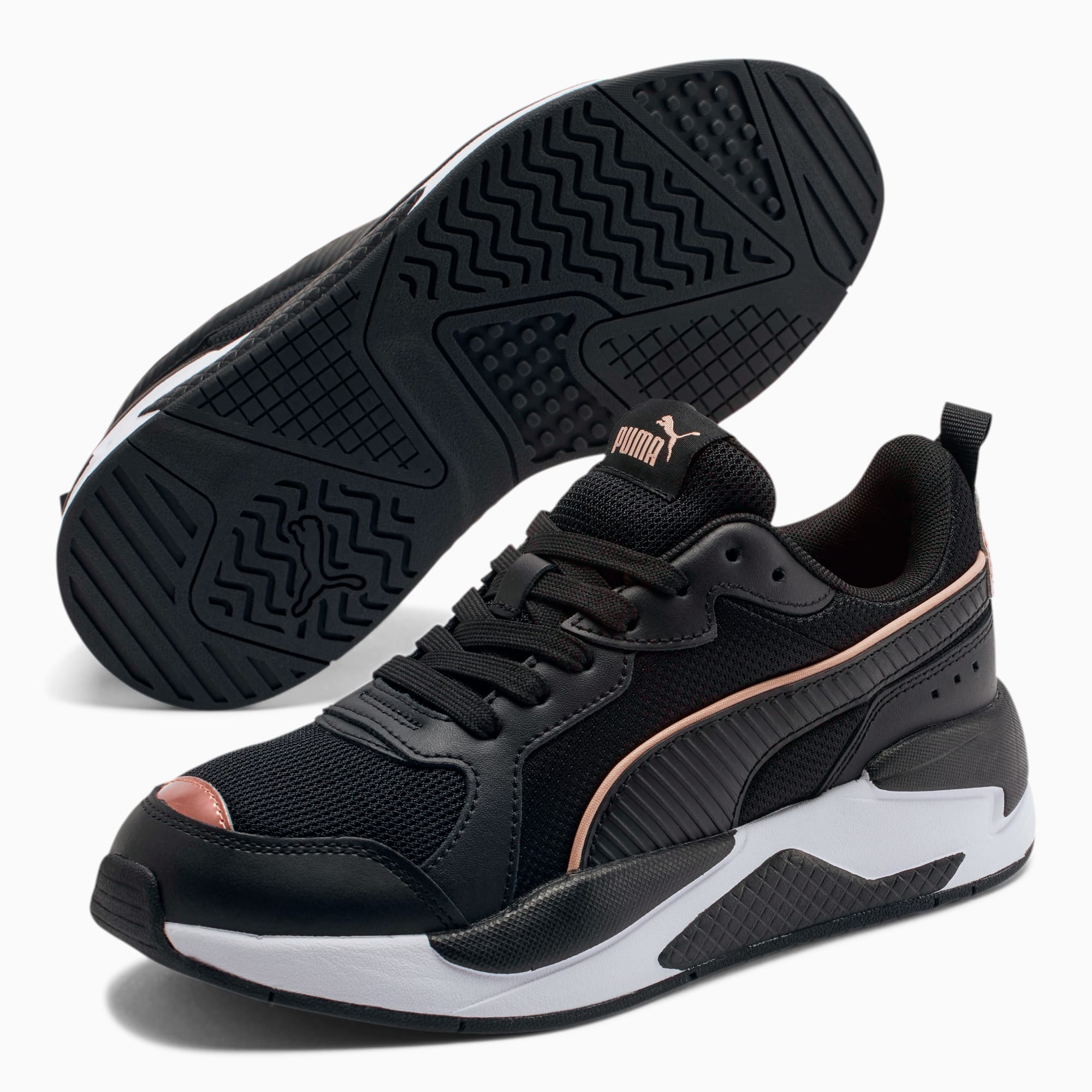 black and rose gold women's sneakers