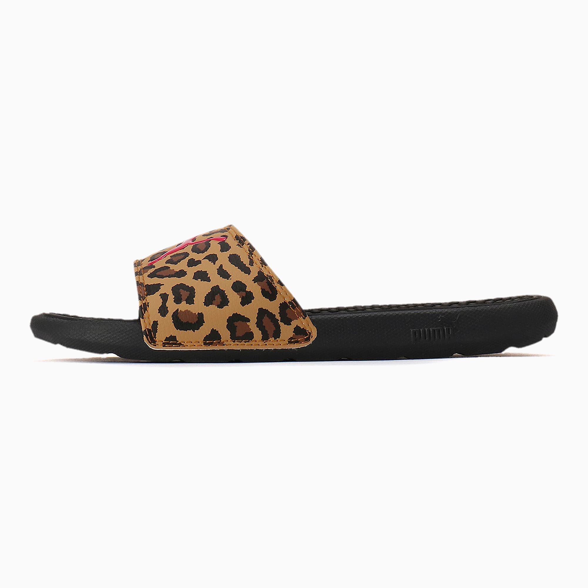 puma leopard print sliders