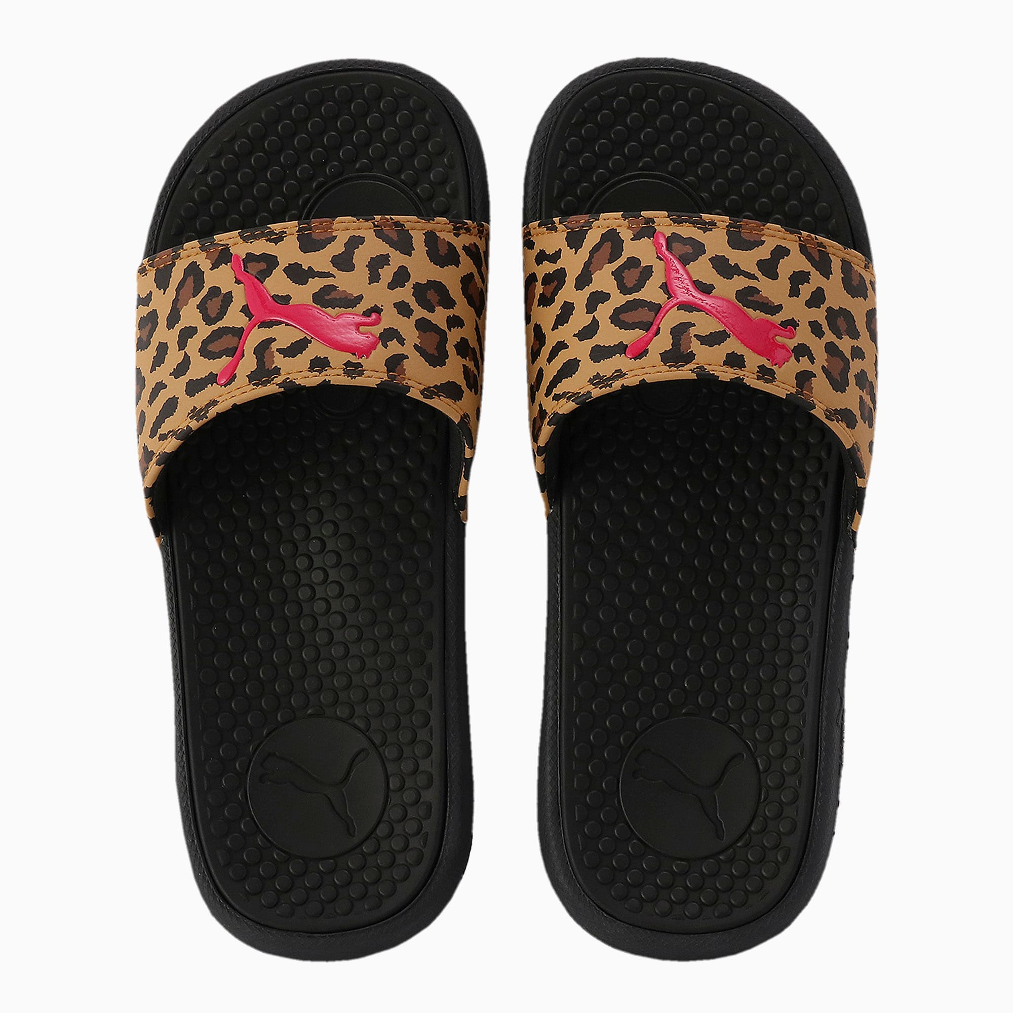 puma leopard slides