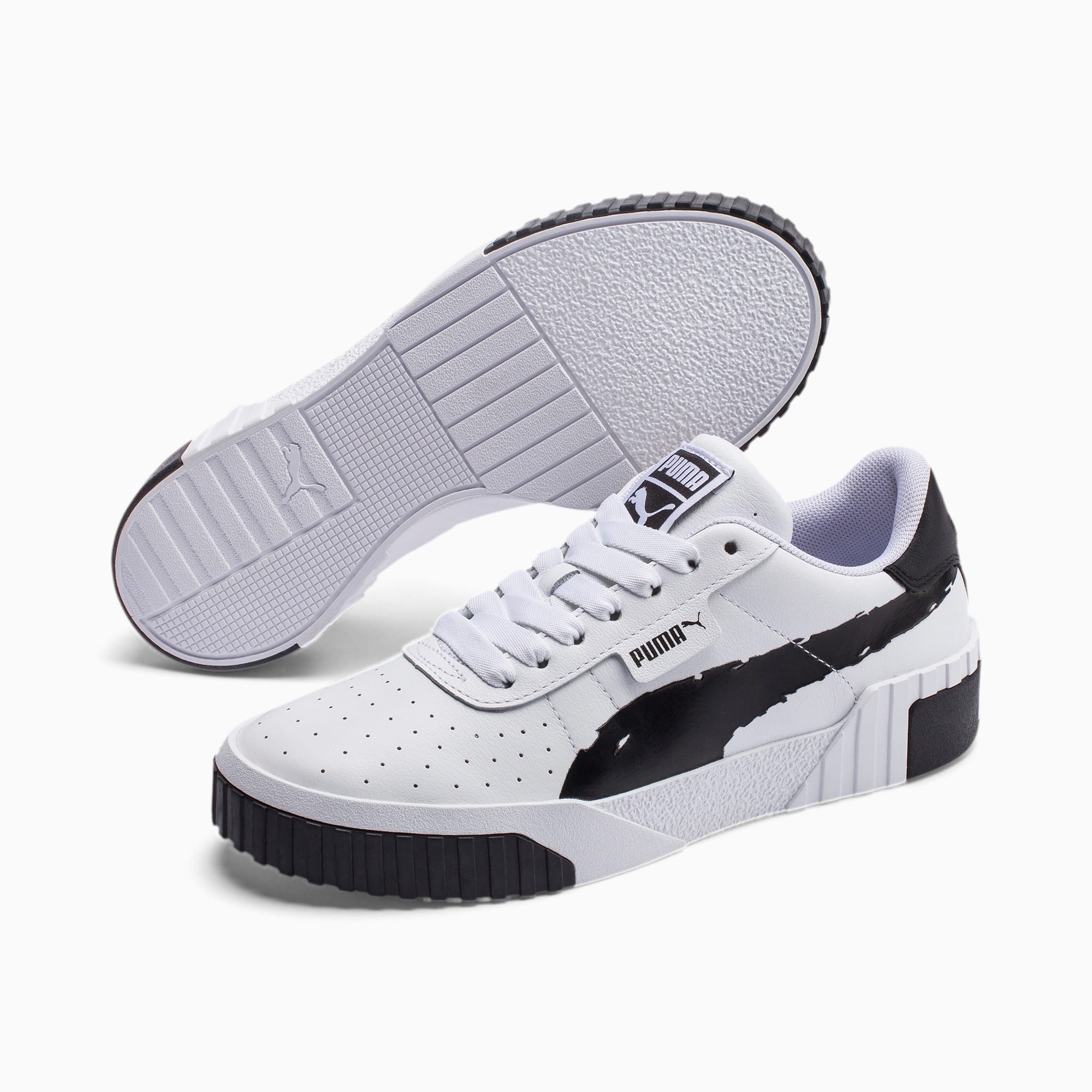 puma white & black cali leather trainers