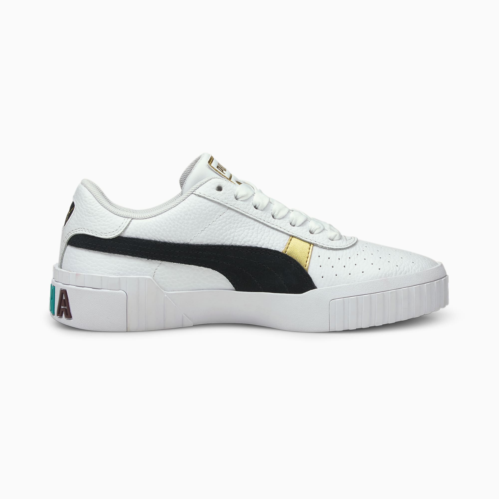 puma white & black cali leather trainers