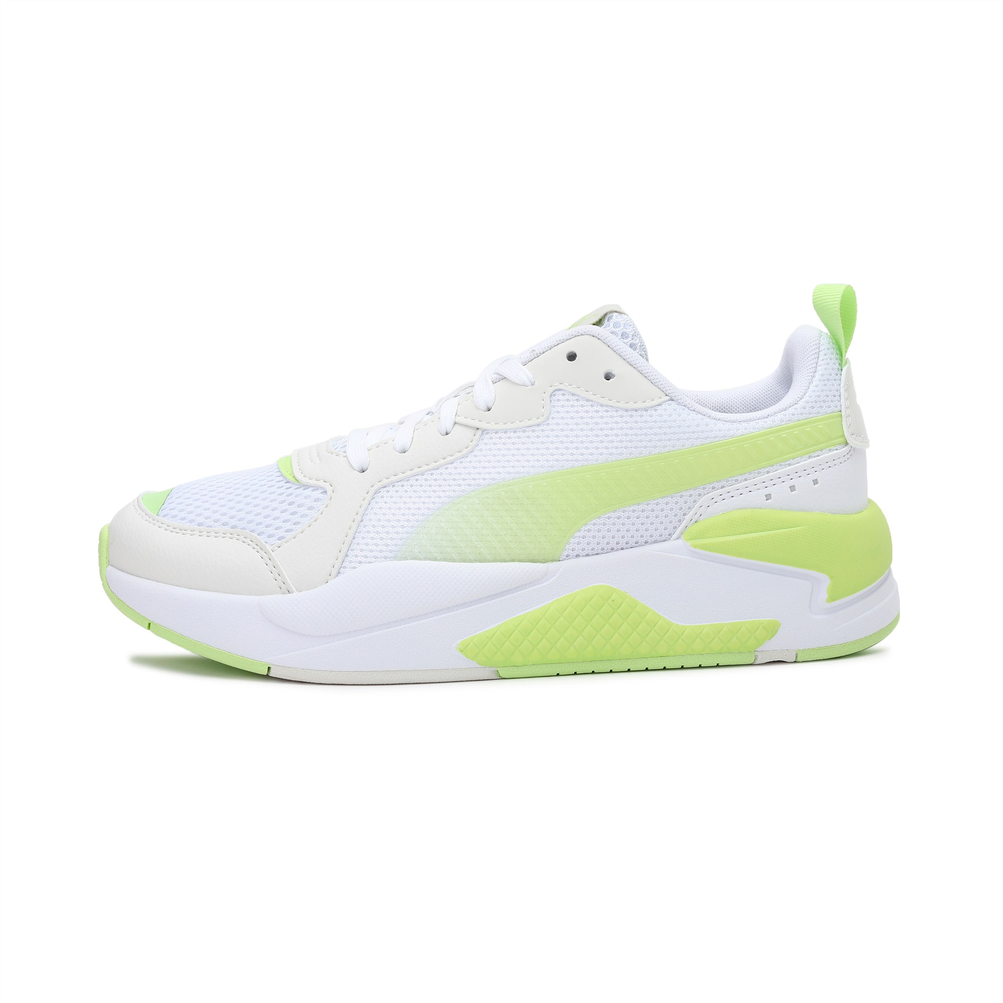 white and green puma shoes