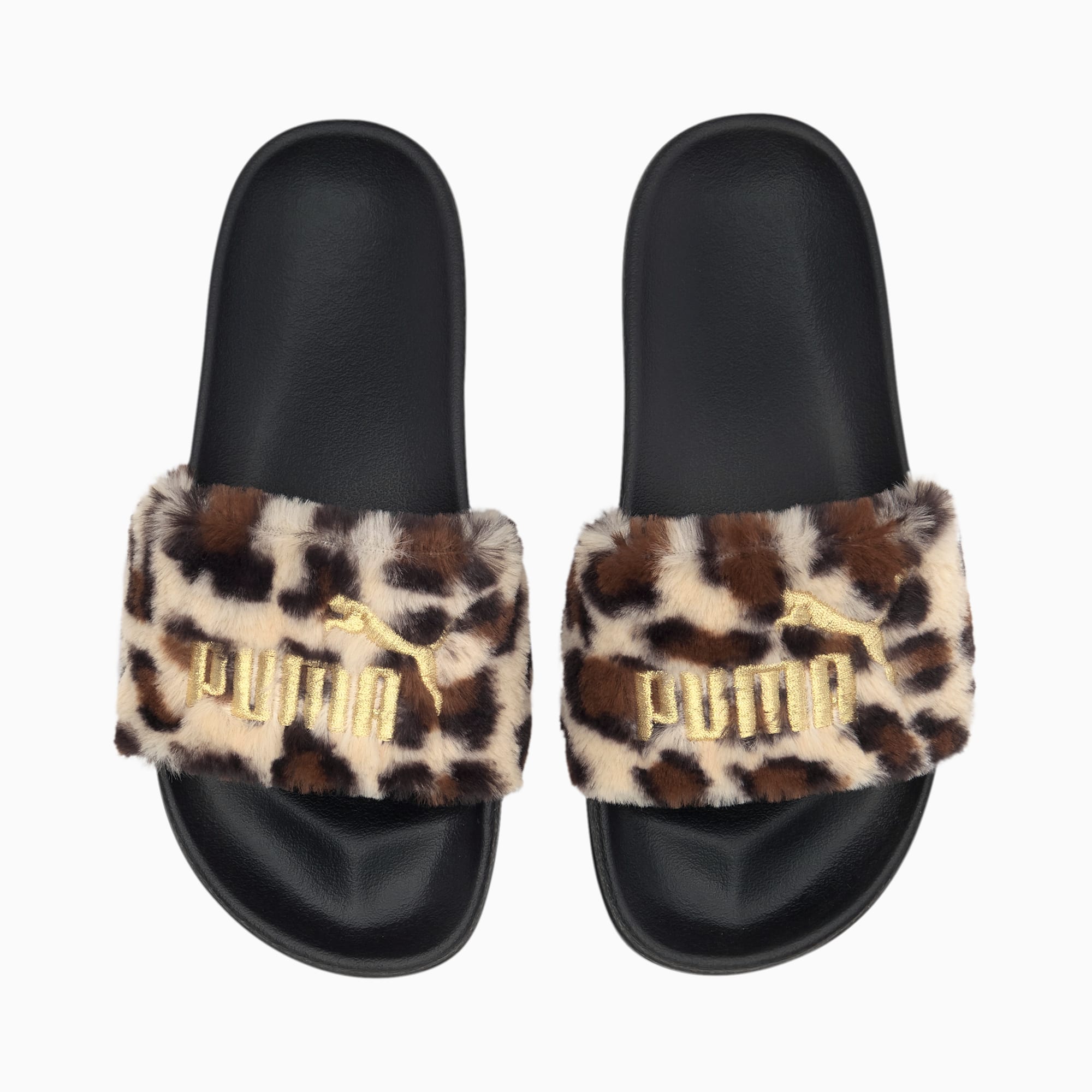 cheetah print fluffy slides