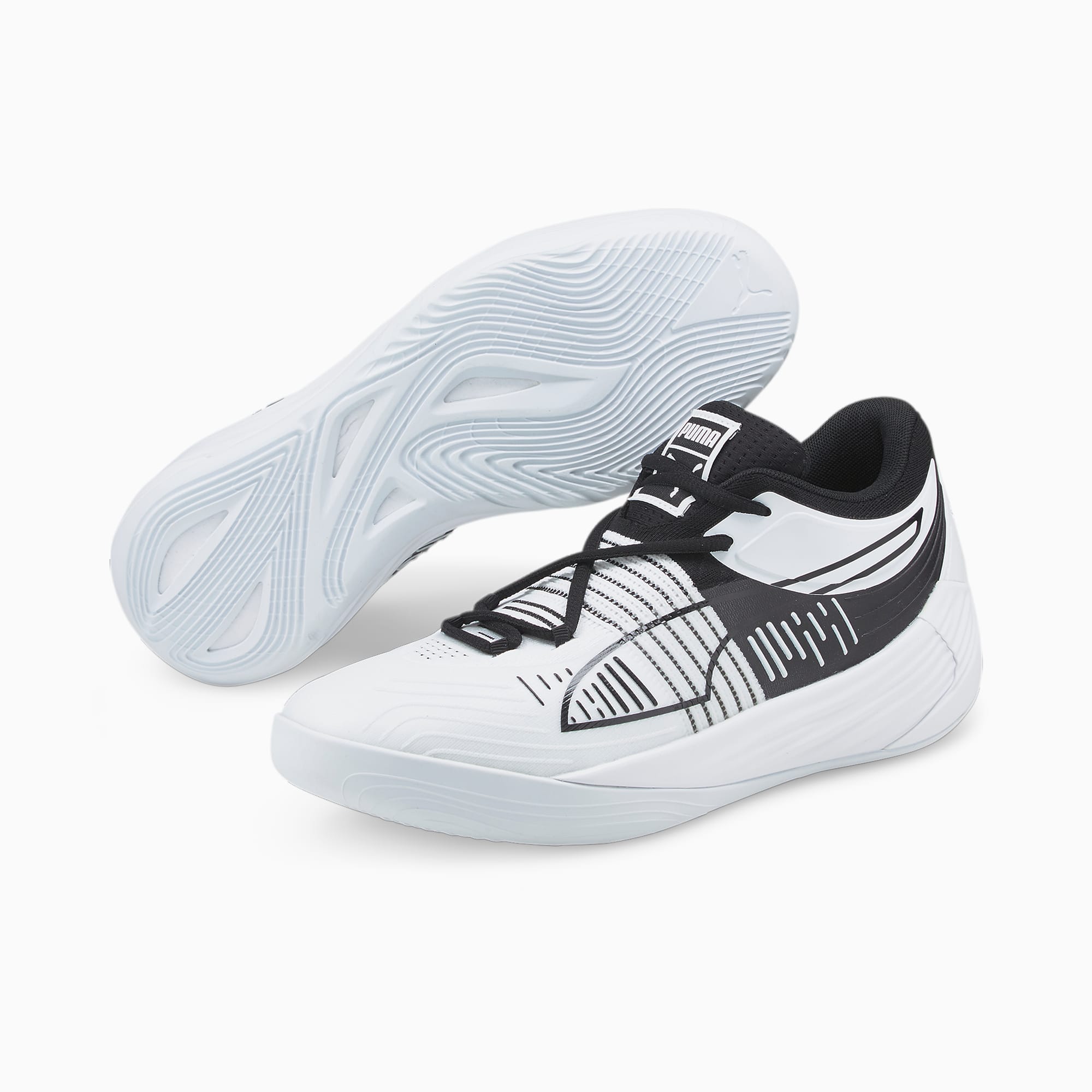 Puma basketball shoes black and white hot sale