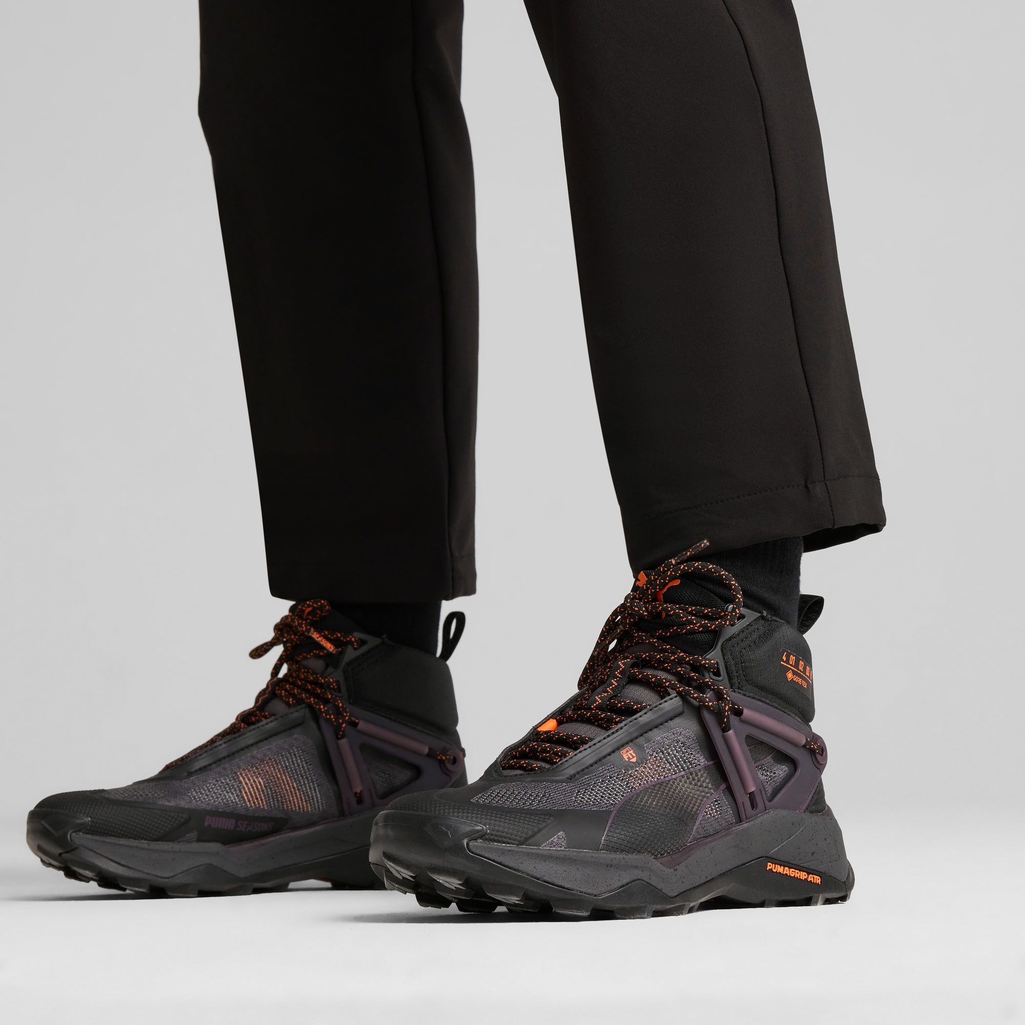 Puma Seasons Explore Nitro Mid GORE TEX Women s Hiking Shoes Black Midnight Plum Flame Flicker 6.5