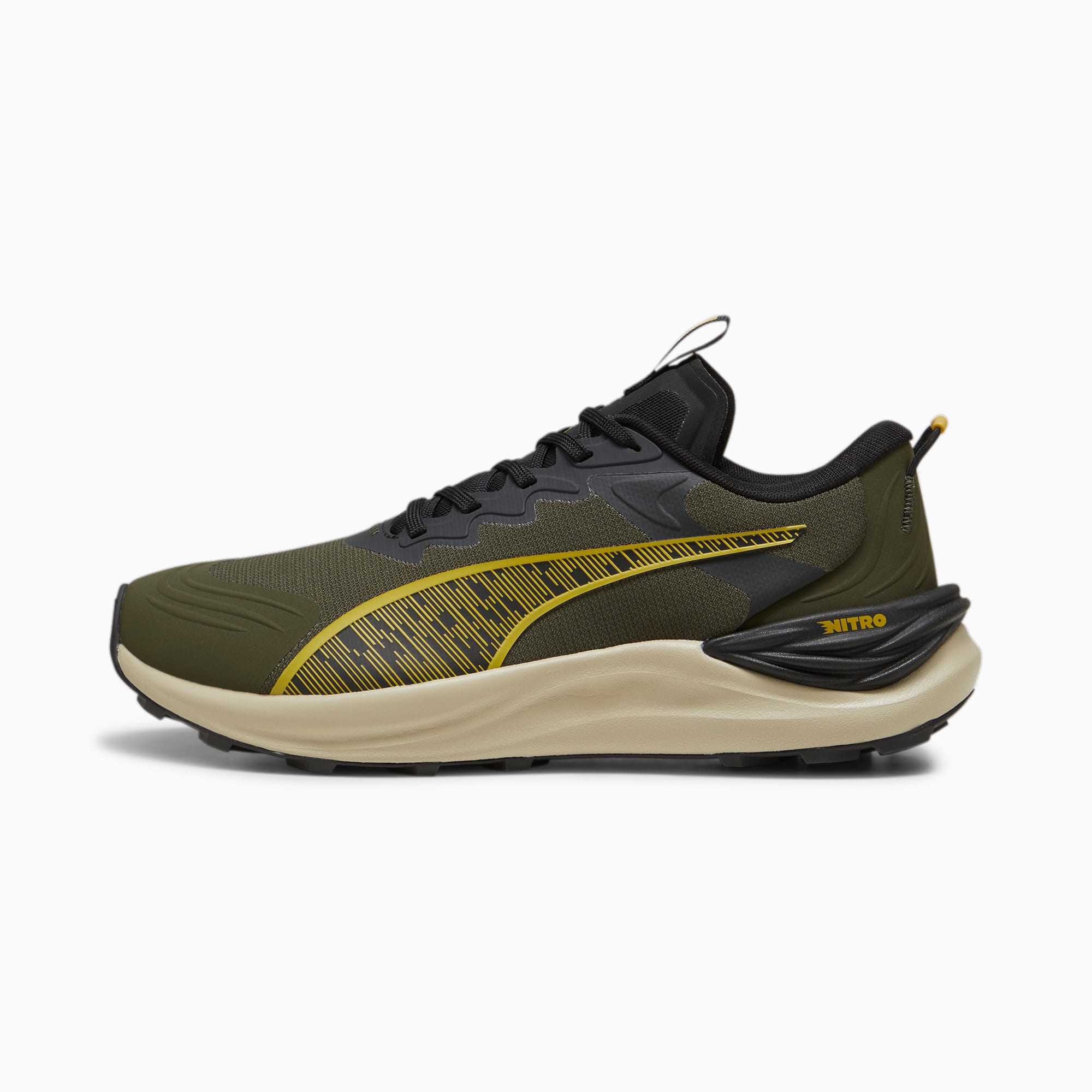 Electrify NITRO™ Trail Running Shoes Men, Dark Olive-Desert Dust-Golden Fog, large
