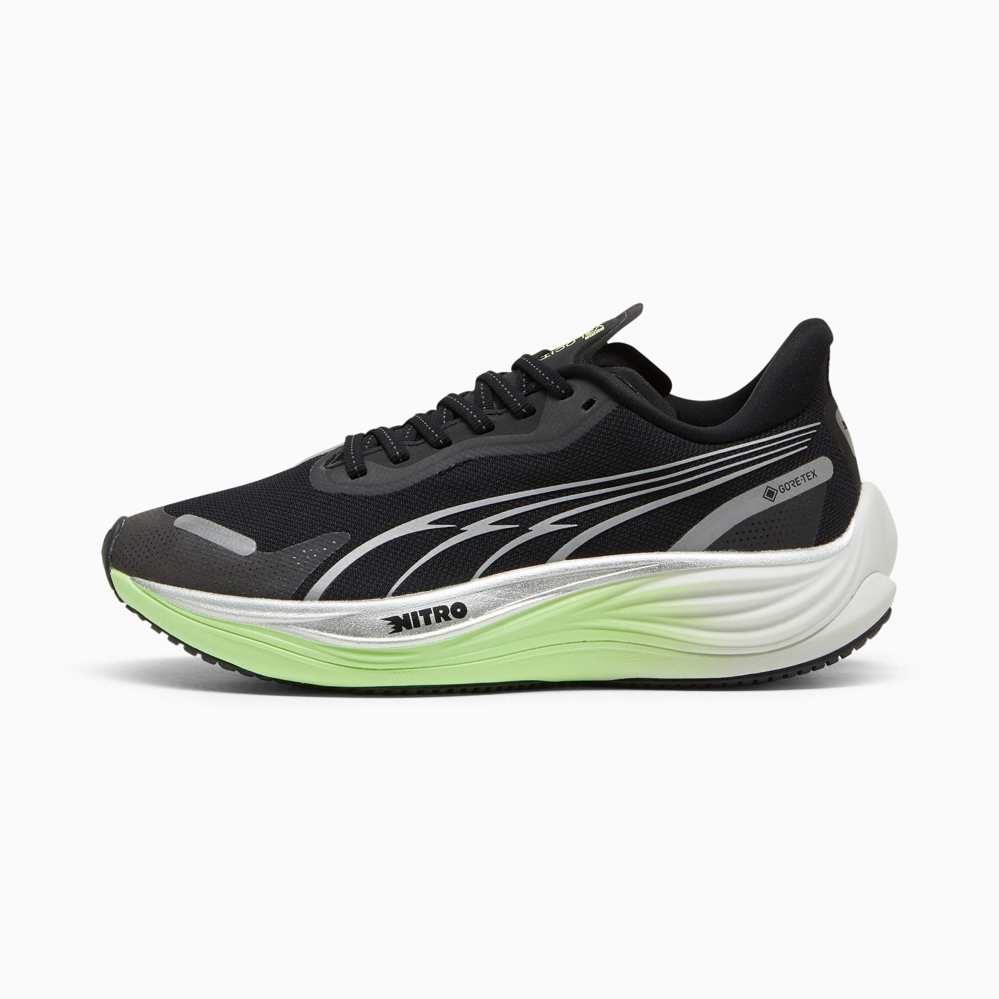 Puma Velocity Nitro 3 GORE TEX Women s Running Shoes Black Silver Fizzy Apple 6.5