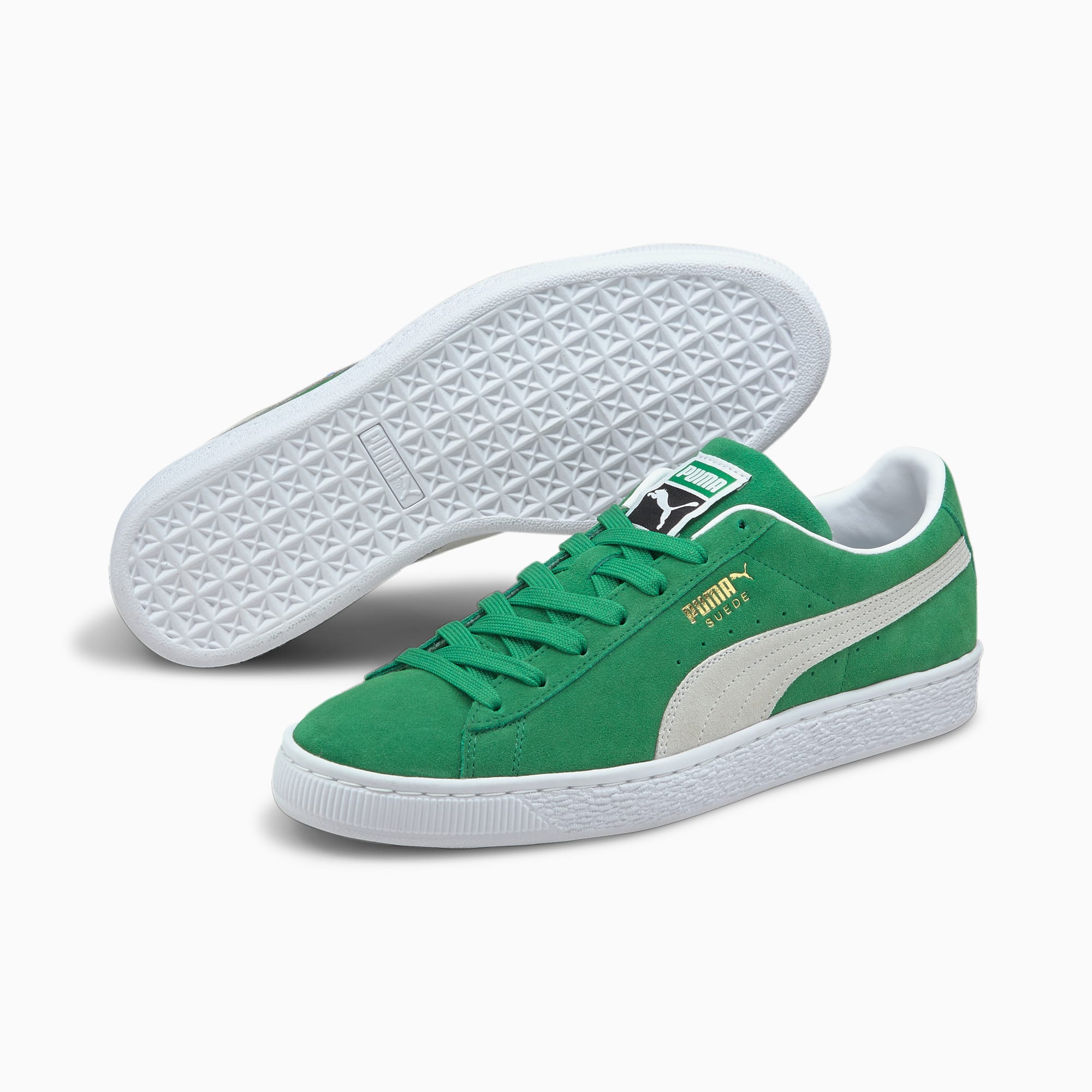 Puma suede green trainers