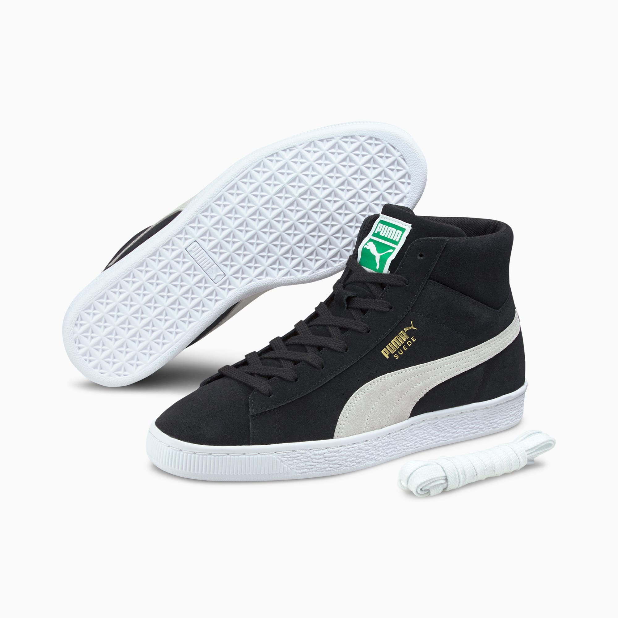 Puma Men's SUEDE CLASSIC+ Shoes NEW AUTHENTIC Black-White