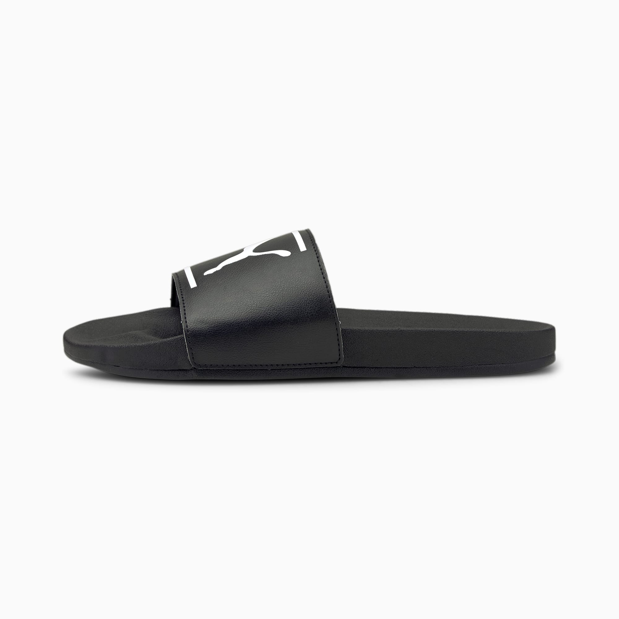 Puma black and white slides store