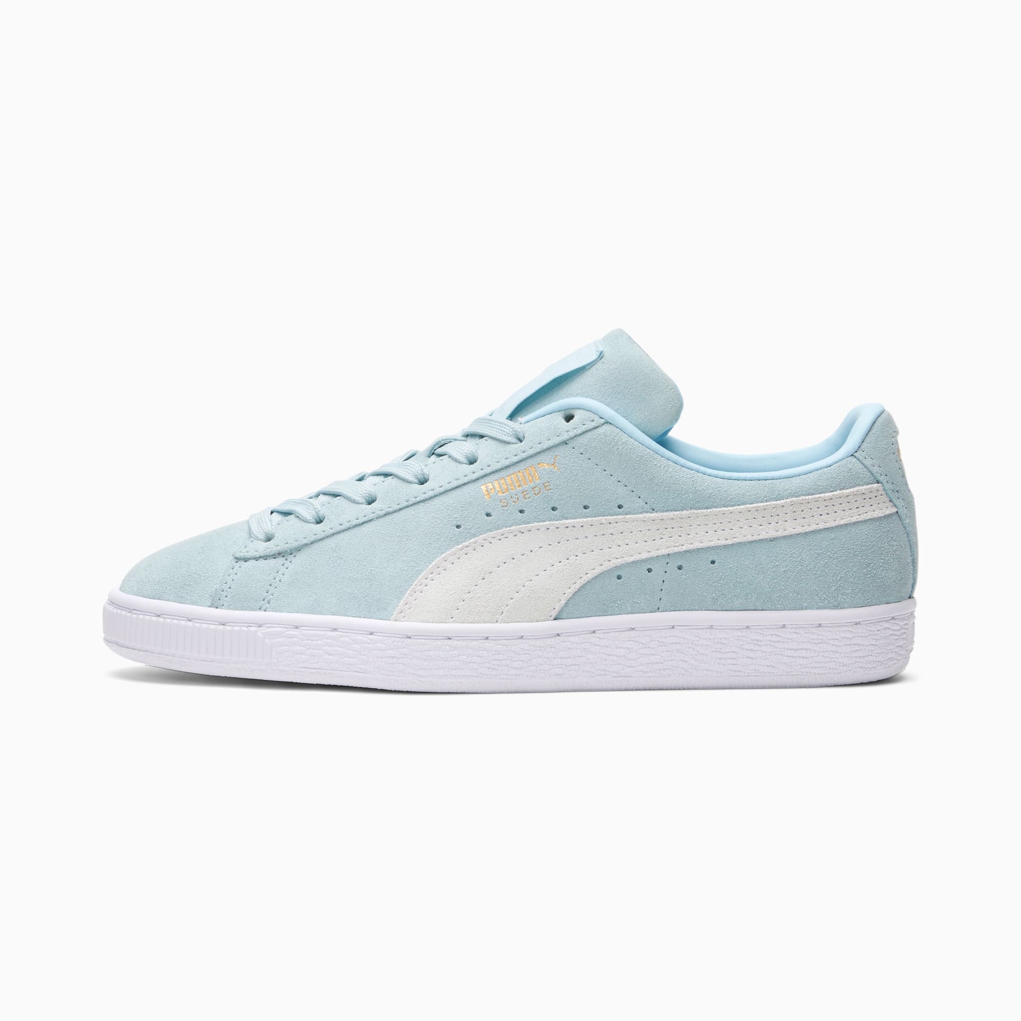 white and gold puma sneakers