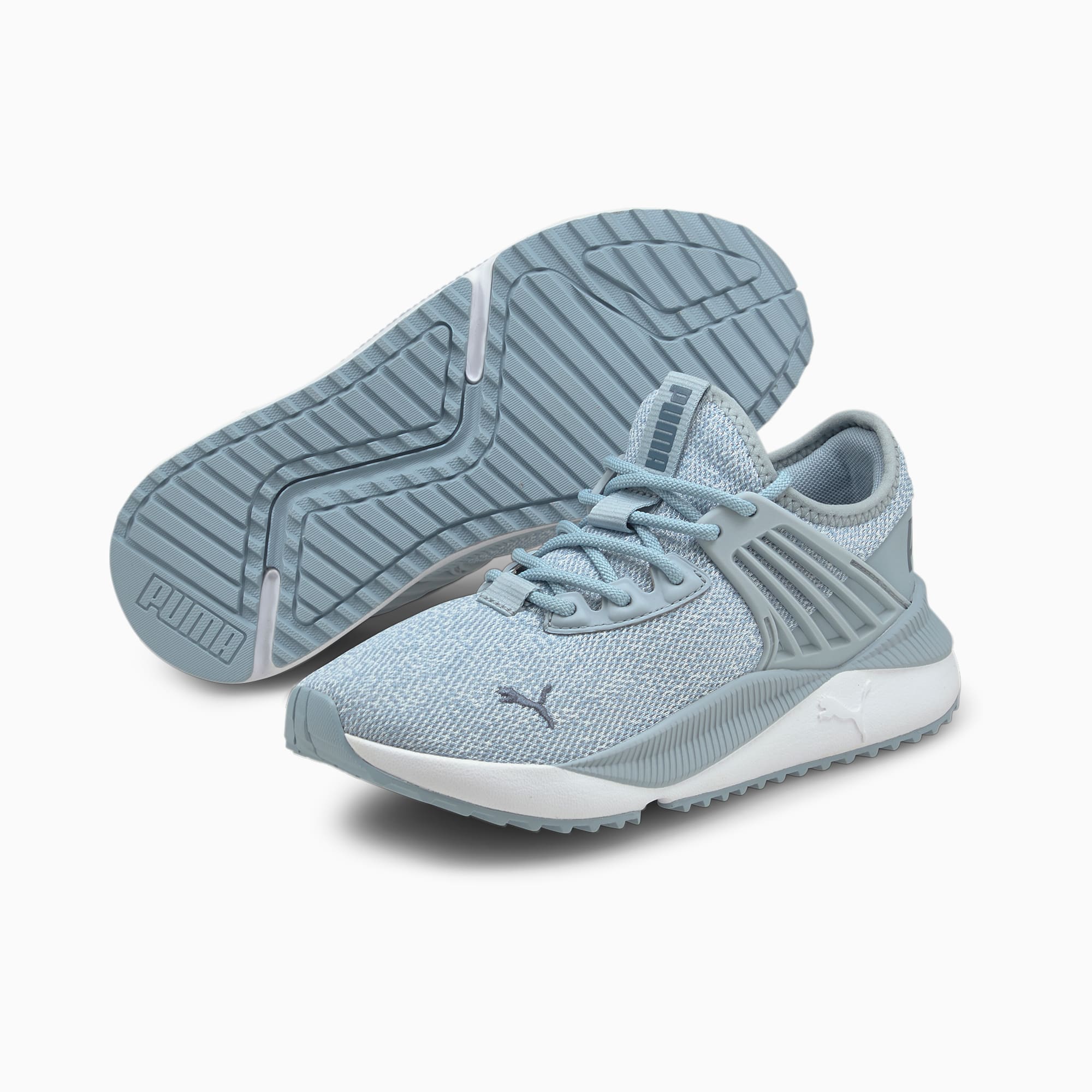 Puma pacer next cage on sale knit junior grey sneakers