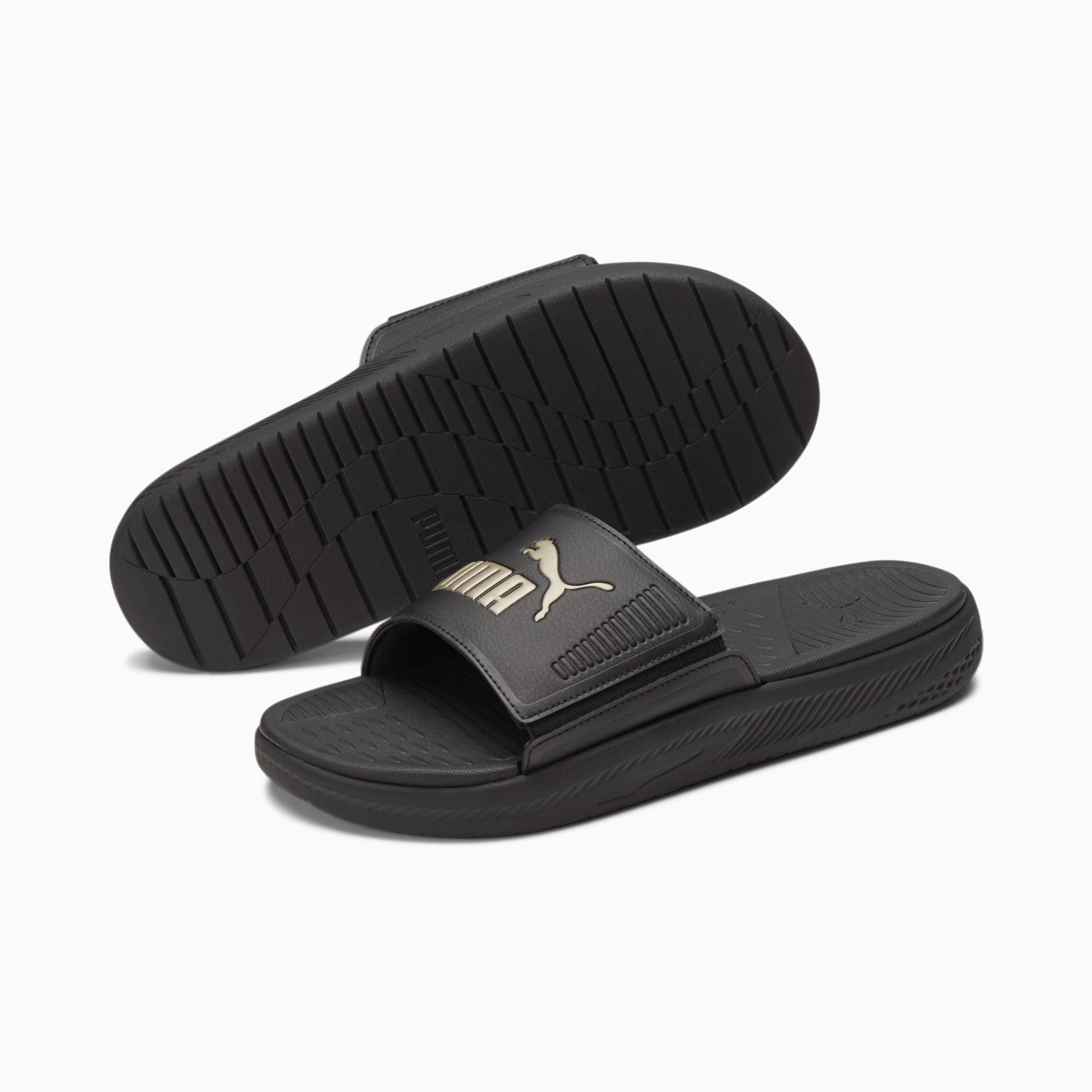 Black best sale puma sliders