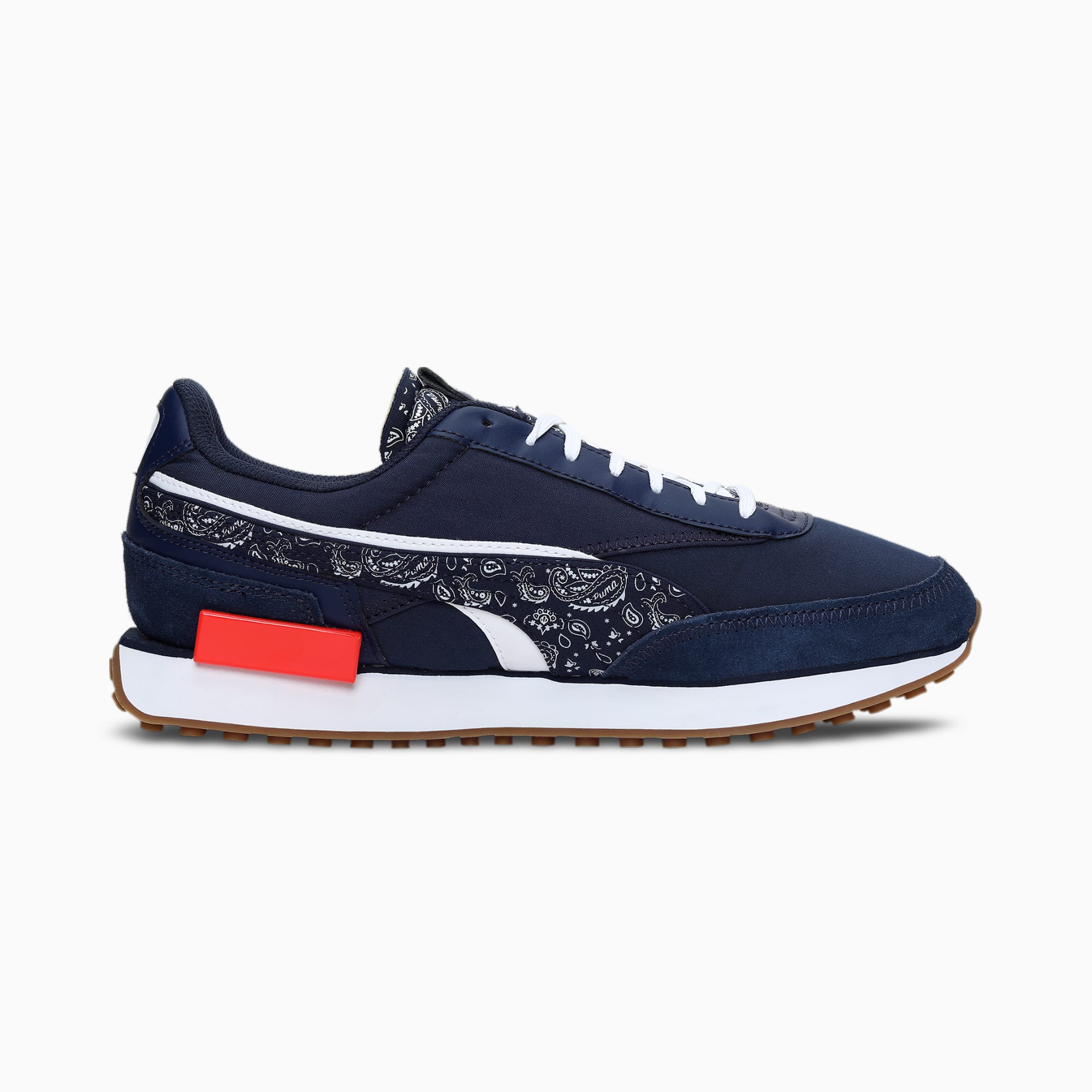 Future Rider Double Paisley Trainers Peacoat Puma White High Risk Red Puma