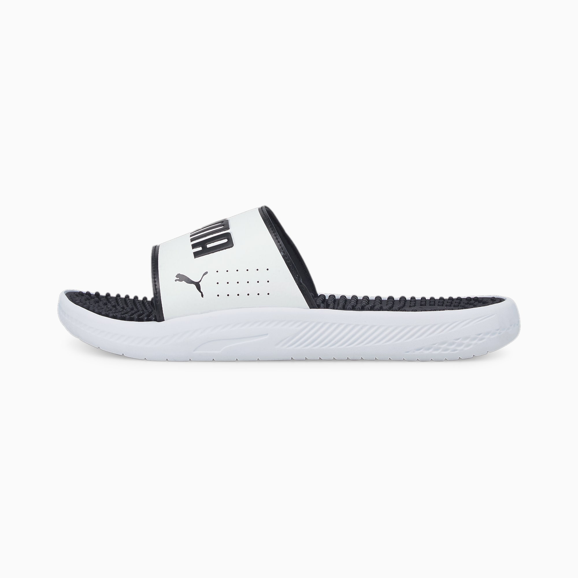 Puma slides black and white shop