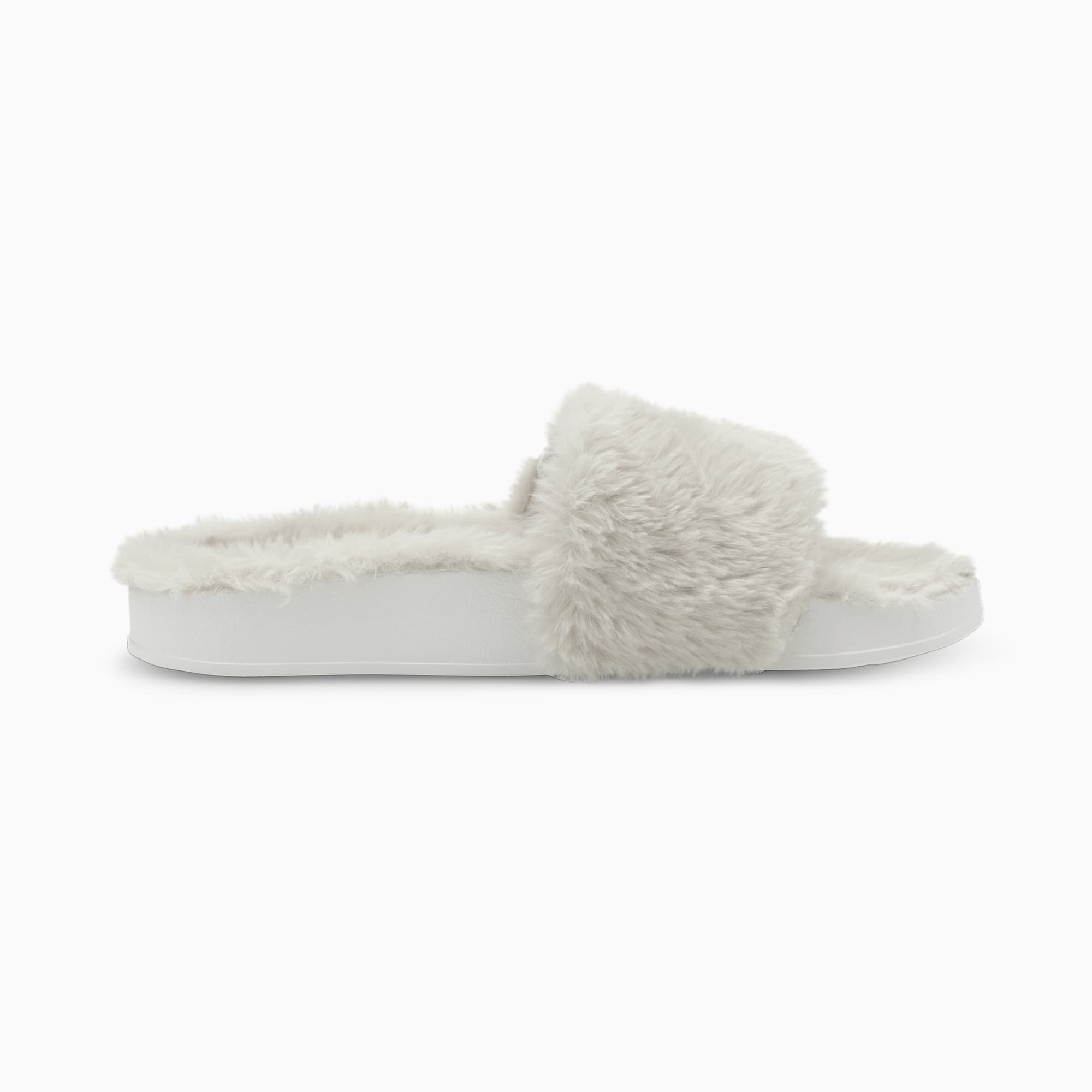 White fluffy puma slides store