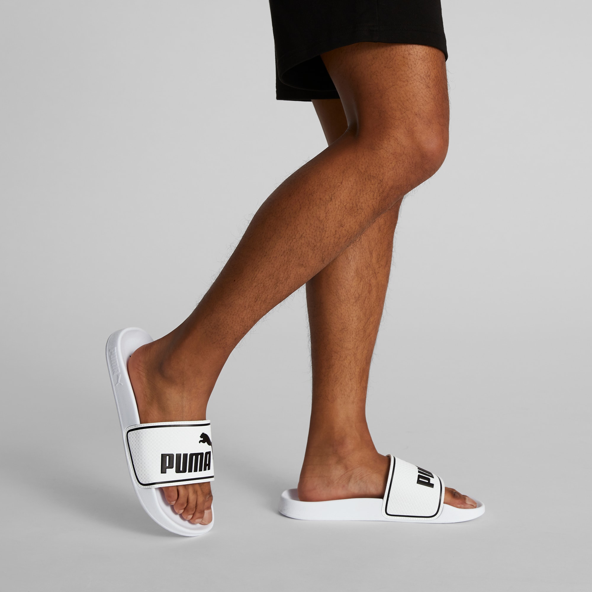 Clear puma slides white top