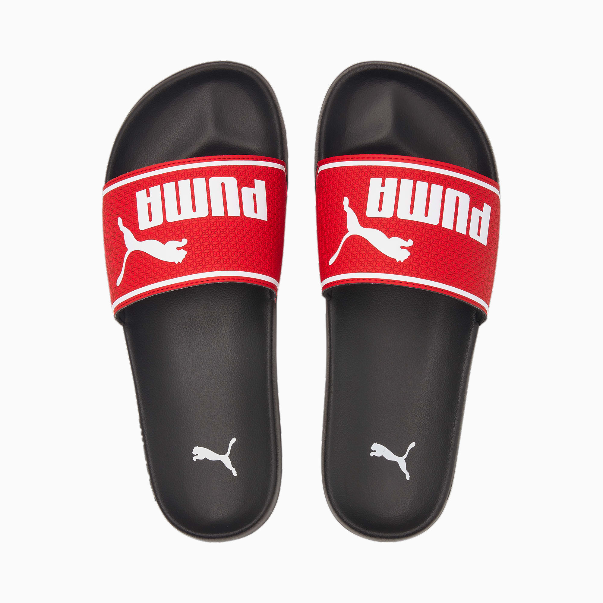 Puma red store and black slippers